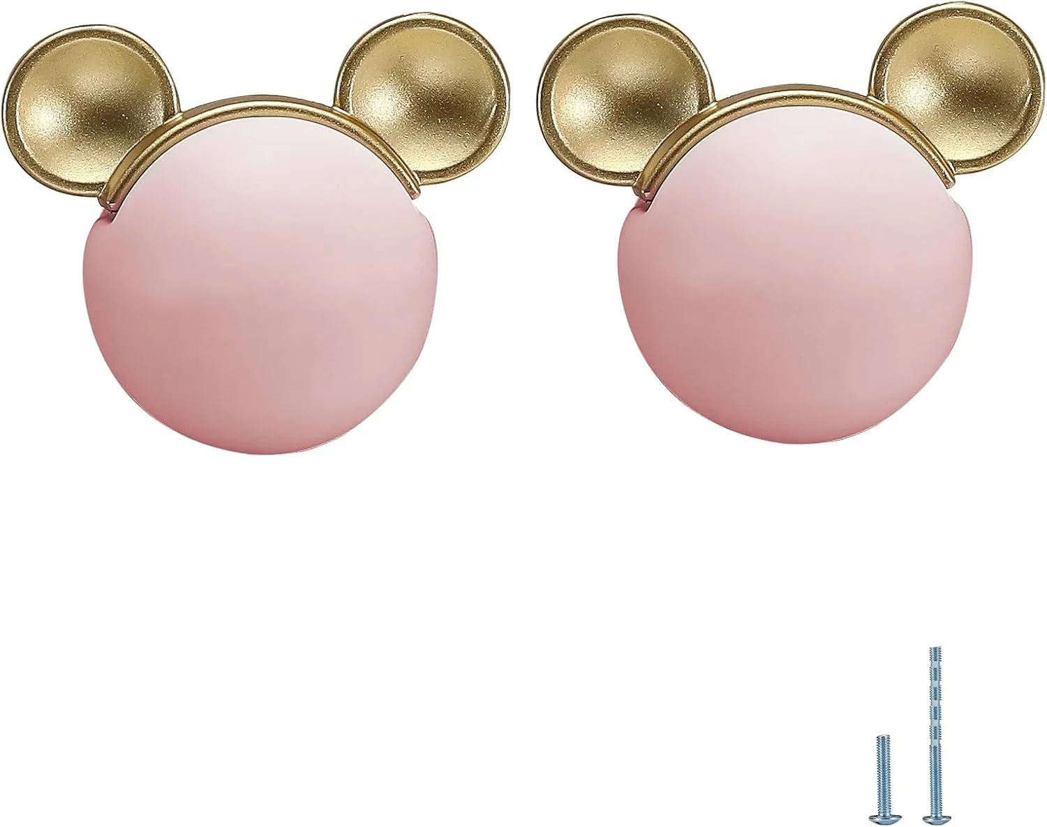 Evionlin 2 عدد دستگیره کابینت سرامیکی طرح موش صورتی کارتونی زیبا، دستگیره درب کشو برای کمد آشپزخانه اتاق کودک