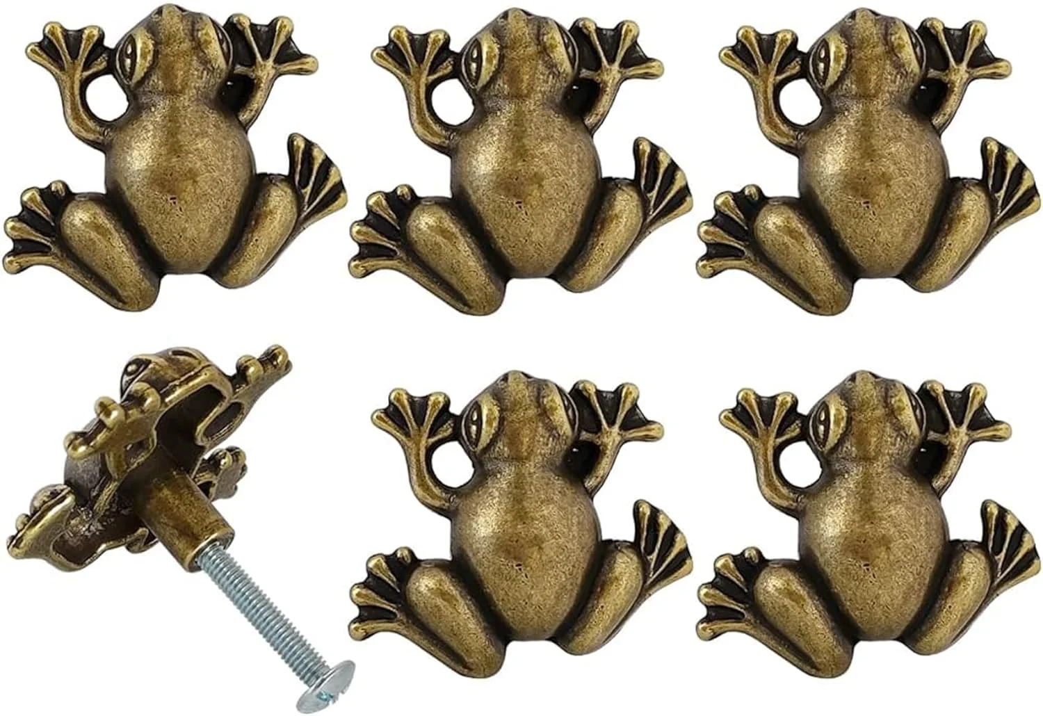 دستگیره کابینت قورباغه ای آلیاژ روی JfwuHap، 6 عددی، دستگیره کششی حیوانات با پیچ، سخت افزار تزئین مبلمان برای کشو، کمد، آشپزخانه، کابینت، کمد لباس (قورباغه)