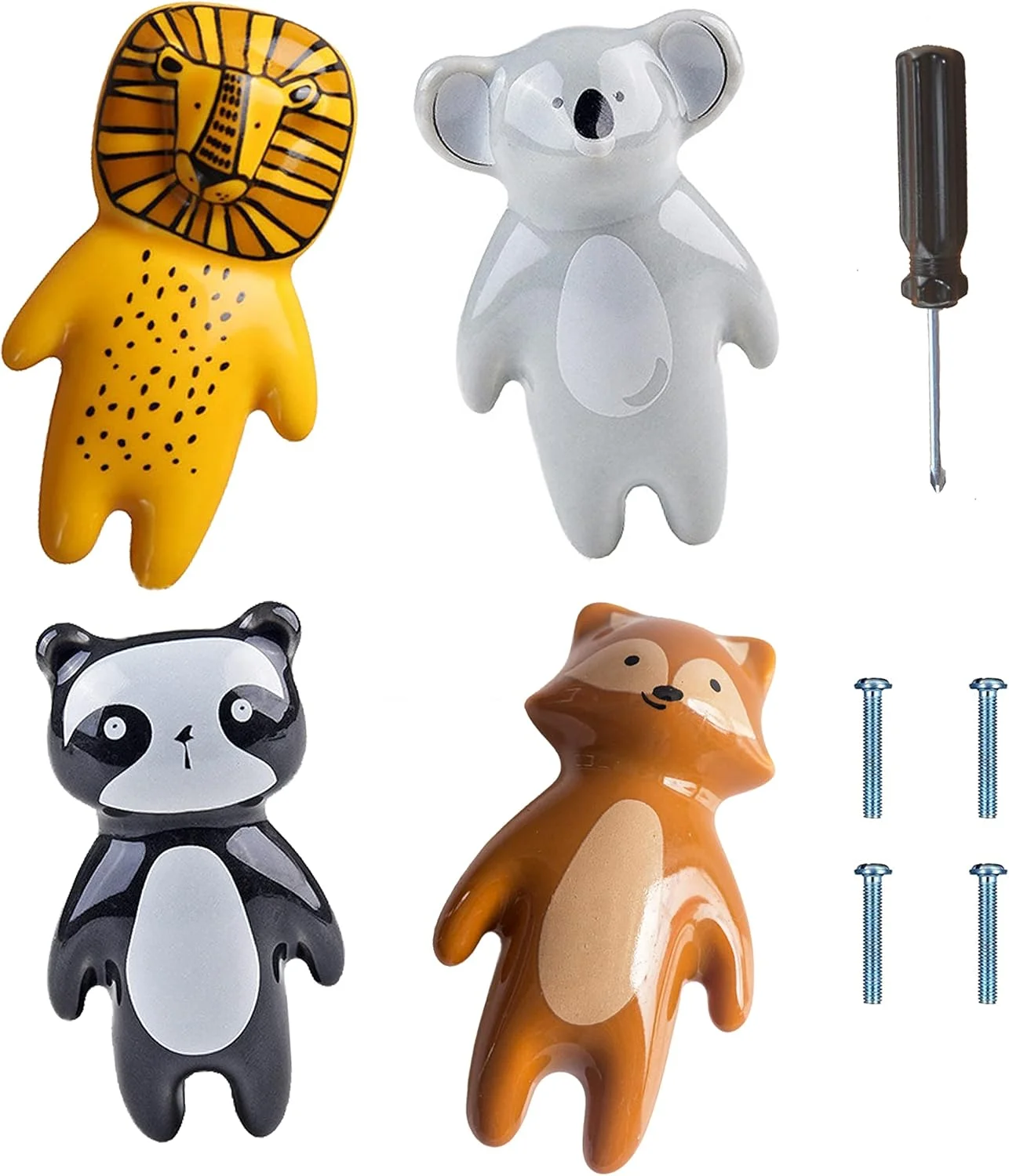 ED-Lumos ست 4 عددی دستگیره کابینت با طرح حیوانات، دستگیره کشو برای آشپزخانه منزل و اتاق خواب کودکان