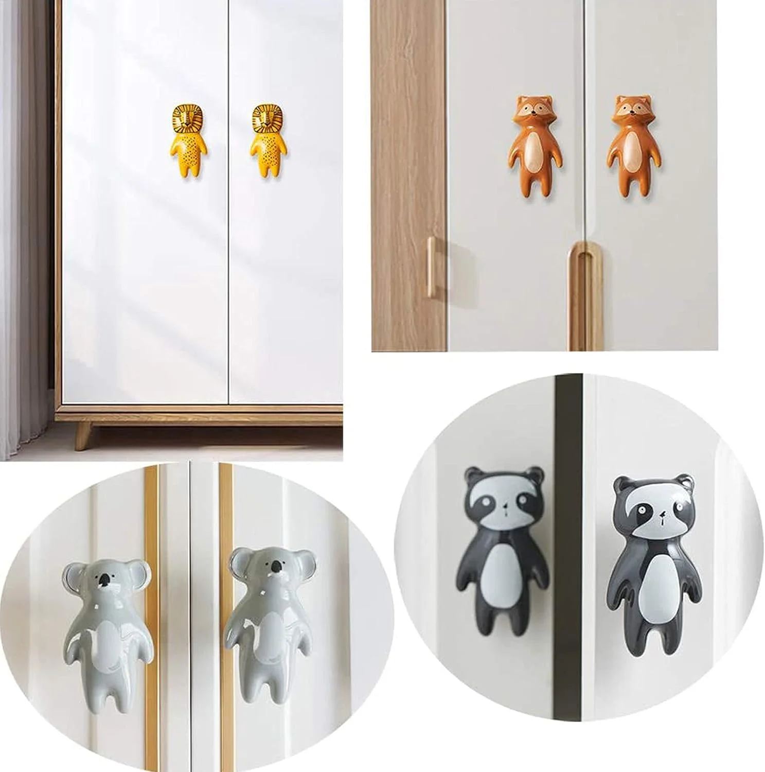ED-Lumos ست 4 عددی دستگیره کابینت با طرح حیوانات، دستگیره کشو برای آشپزخانه منزل و اتاق خواب کودکان