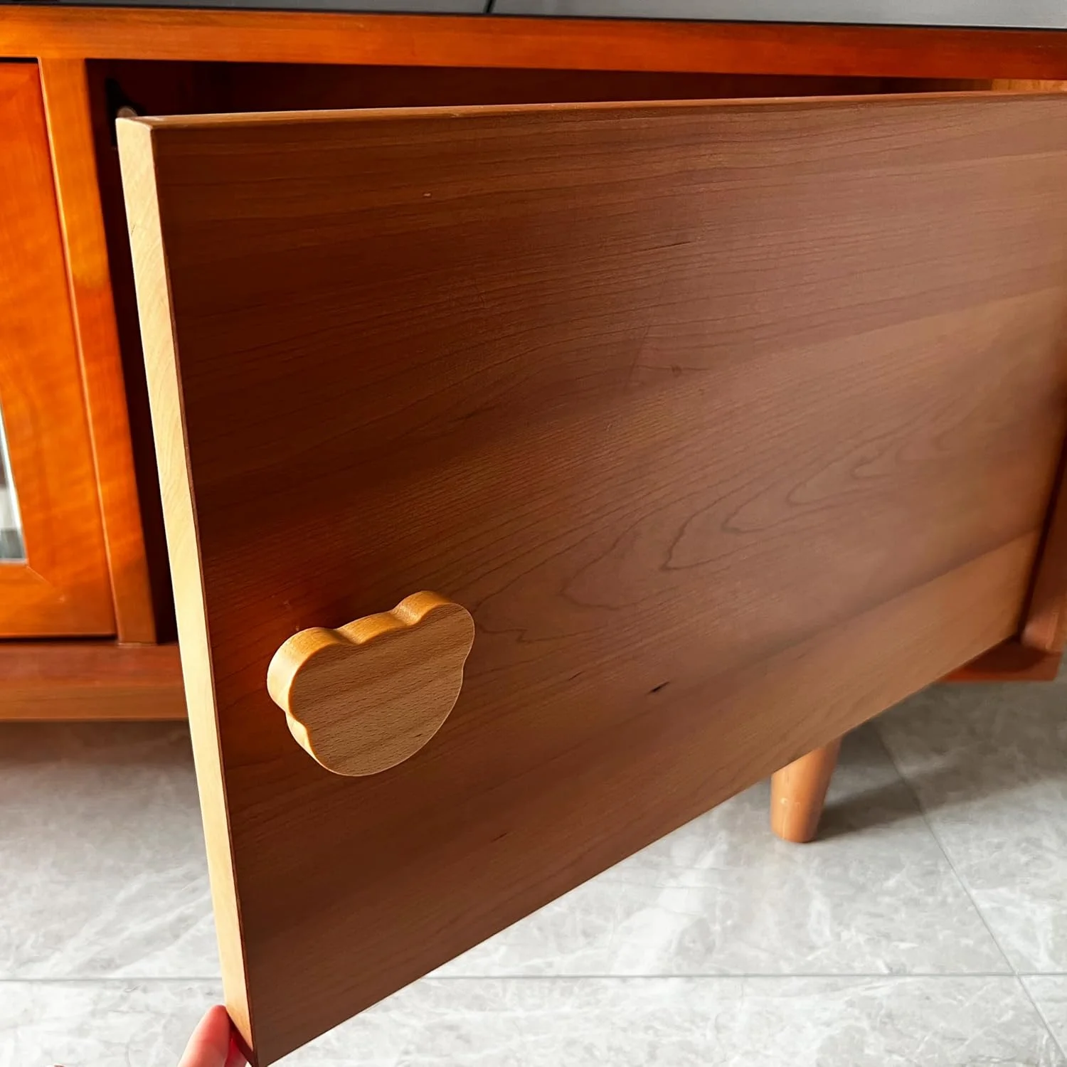 ED-Lumos ست ۴ عددی دستگیره کابینت طرح خرس و حیوانات چوبی برای کمد، کشو، آشپزخانه و اتاق خواب