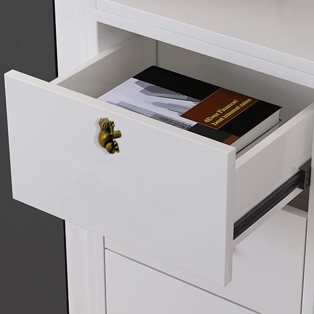 دستگیره کابینت قورباغه ای آلیاژ روی JfwuHap، 6 عددی، دستگیره کششی حیوانات با پیچ، سخت افزار تزئین مبلمان برای کشو، کمد، آشپزخانه، کابینت، کمد لباس (قورباغه)