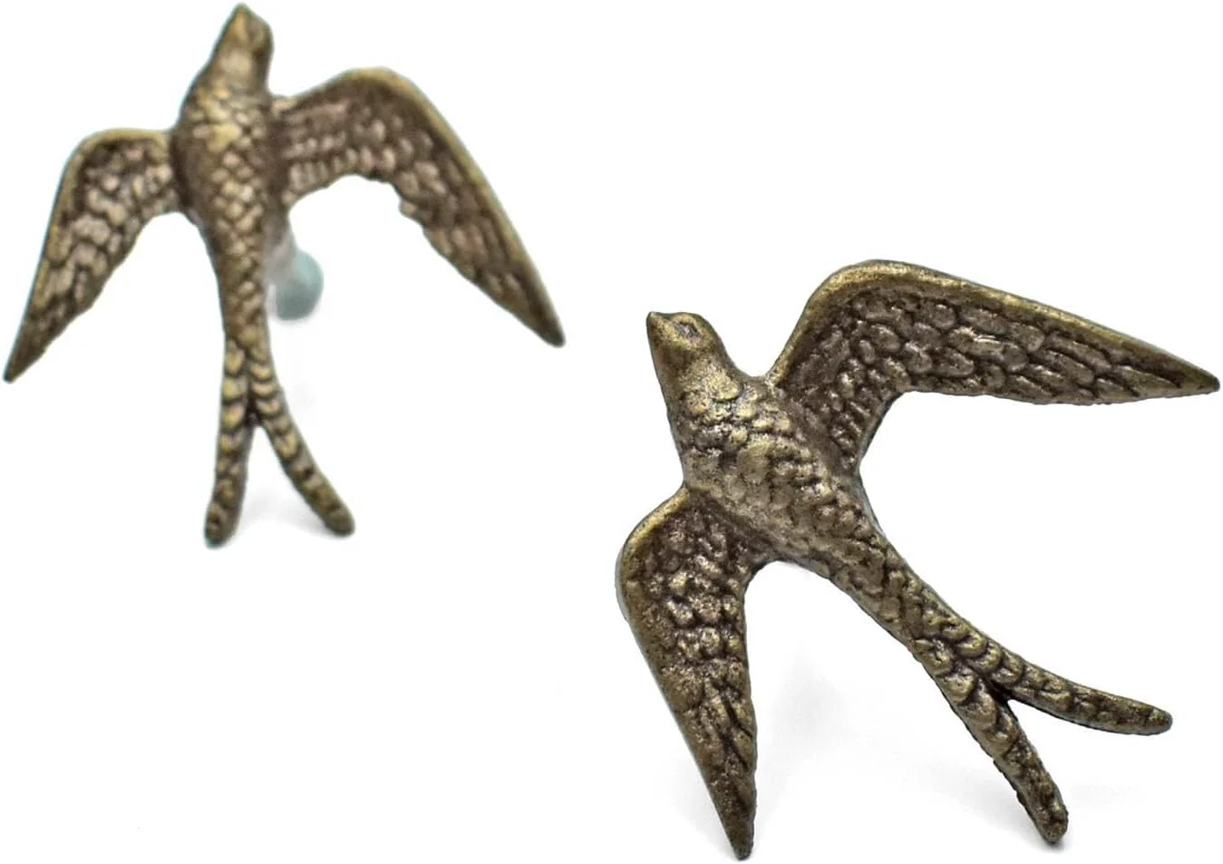 دستگیره کشو پرنده برنجی عتیقه بروک اند برچ، دستگیره فلزی حیوانات برای کمد، دراور، کابینت اتاق کودک، دستگیره و کشنده - ست 4 عددی