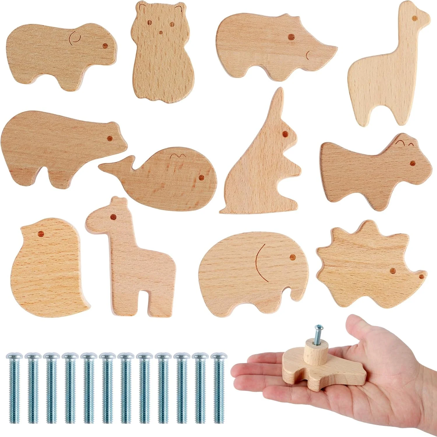 دستگیره های چوبی طرح حیوانات Foribyw، 12 عددی، همراه با پیچ، دستگیره کشوی مبلمان طرح حیوانات جنگلی بامزه 25 سانتی متری، دستگیره های تزئینی چوبی طبیعی برای کمد لباس اتاق کودکان دستگیره های چوبی طرح حیوانات Foribyw، 12 عددی، همراه با پیچ، دستگیره کشوی مبلمان طرح حیوانات جنگلی بامزه 25 سانتی متری، دستگیره های تزئینی چوبی طبیعی برای کمد لباس اتاق کودکان