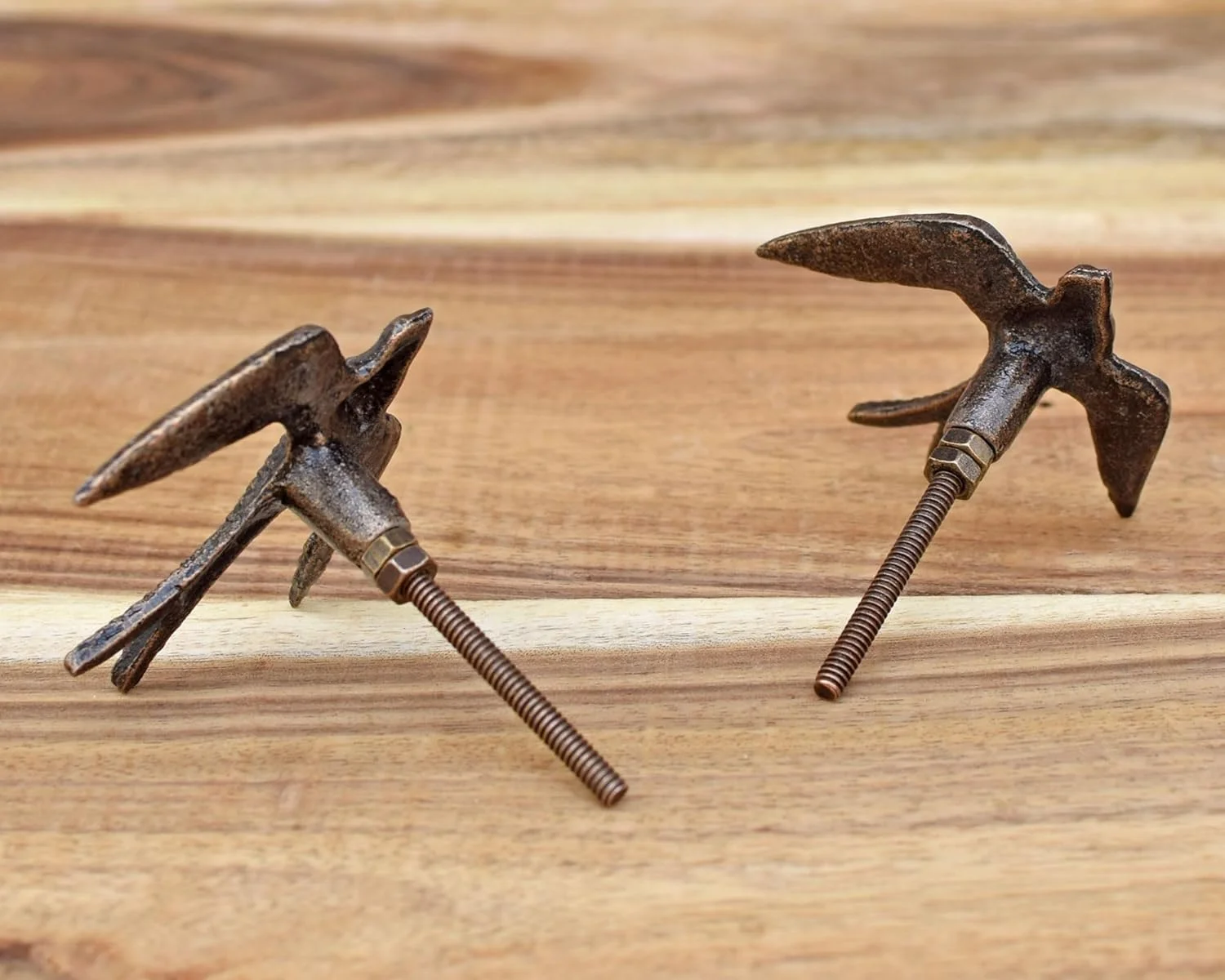 دستگیره کشو پرنده برنجی عتیقه بروک اند برچ، دستگیره فلزی حیوانات برای کمد، دراور، کابینت اتاق کودک، دستگیره و کشنده - ست 4 عددی