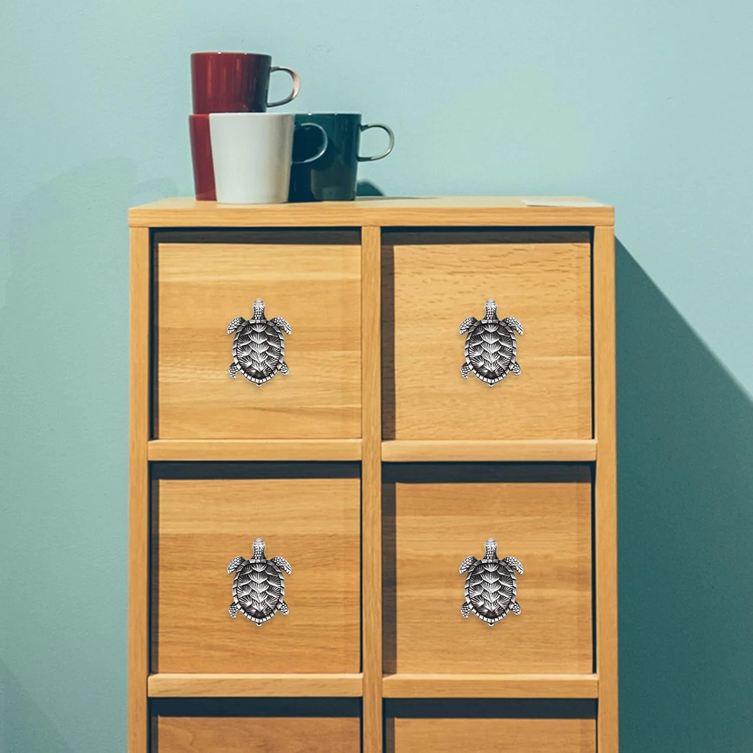 DOITOOL 2 عدد دستگیره کابینت طرح لاک پشت دریایی، دستگیره و کشو کمد، دستگیره های تک سوراخ برای لوازم جانبی مبلمان کمد حمام آشپزخانه