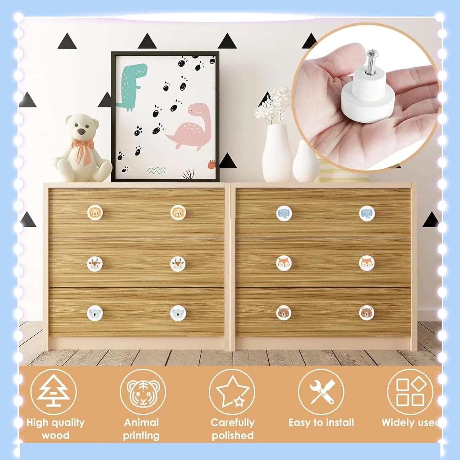 Funnytek ست 6 عددی دستگیره کشو چوبی سفید با طرح حیوانات، دستگیره های گرد طرح حیوانات، دستگیره های فانتزی و زیبا برای کمد، کابینت و کشو به همراه پیچ برای کابینت، کمد، اتاق کودک Funnytek ست 6 عددی دستگیره کشو چوبی سفید با طرح حیوانات، دستگیره های گرد طرح حیوانات، دستگیره های فانتزی و زیبا برای کمد، کابینت و کشو به همراه پیچ برای کابینت، کمد، اتاق کودک