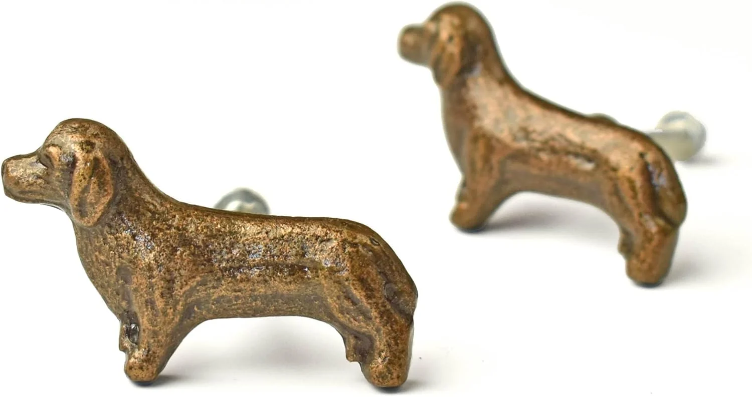 دستگیره کشو سگ برنجی عتیقه BROOK AND BIRCH، دستگیره فلزی حیوانی کابینت، کمد لباس، دستگیره های کمد کودک - ست 4 عددی دستگیره کشو سگ برنجی عتیقه BROOK AND BIRCH، دستگیره فلزی حیوانی کابینت، کمد لباس، دستگیره های کمد کودک - ست 4 عددی