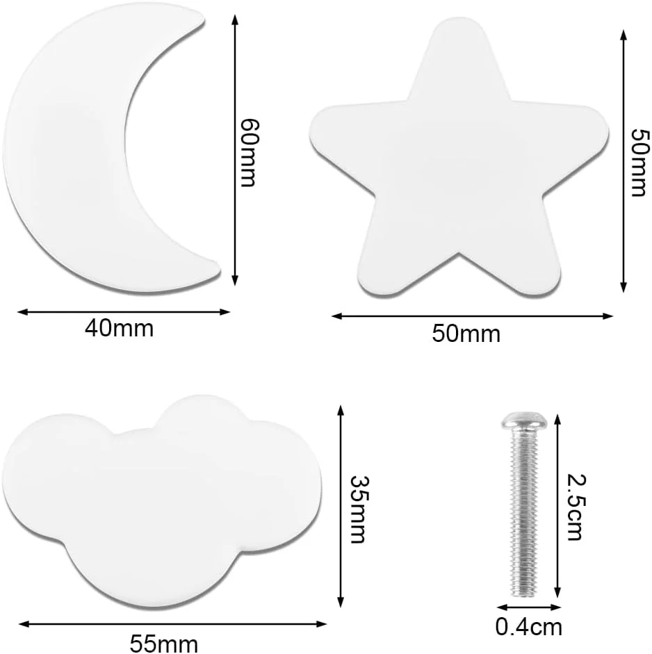 دستگیره چوبی کابینت Aolso، 9 عددی، همراه با پیچ، دستگیره چوبی برای اتاق کودک، دستگیره و دکمه چوبی کشو برای کمد، کشو - سفید