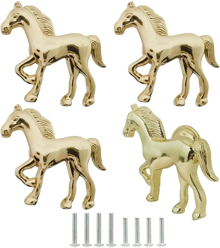 دستگیره طرح اسب برای کشو، 4 عدد، دستگیره کابینت، کمد، دراور، کمد لباس، میز کنار تخت، قفل، دستگیره آشپزخانه، اتاق خواب کودک (طلایی) دستگیره طرح اسب برای کشو، 4 عدد، دستگیره کابینت، کمد، دراور، کمد لباس، میز کنار تخت، قفل، دستگیره آشپزخانه، اتاق خواب کودک (طلایی)