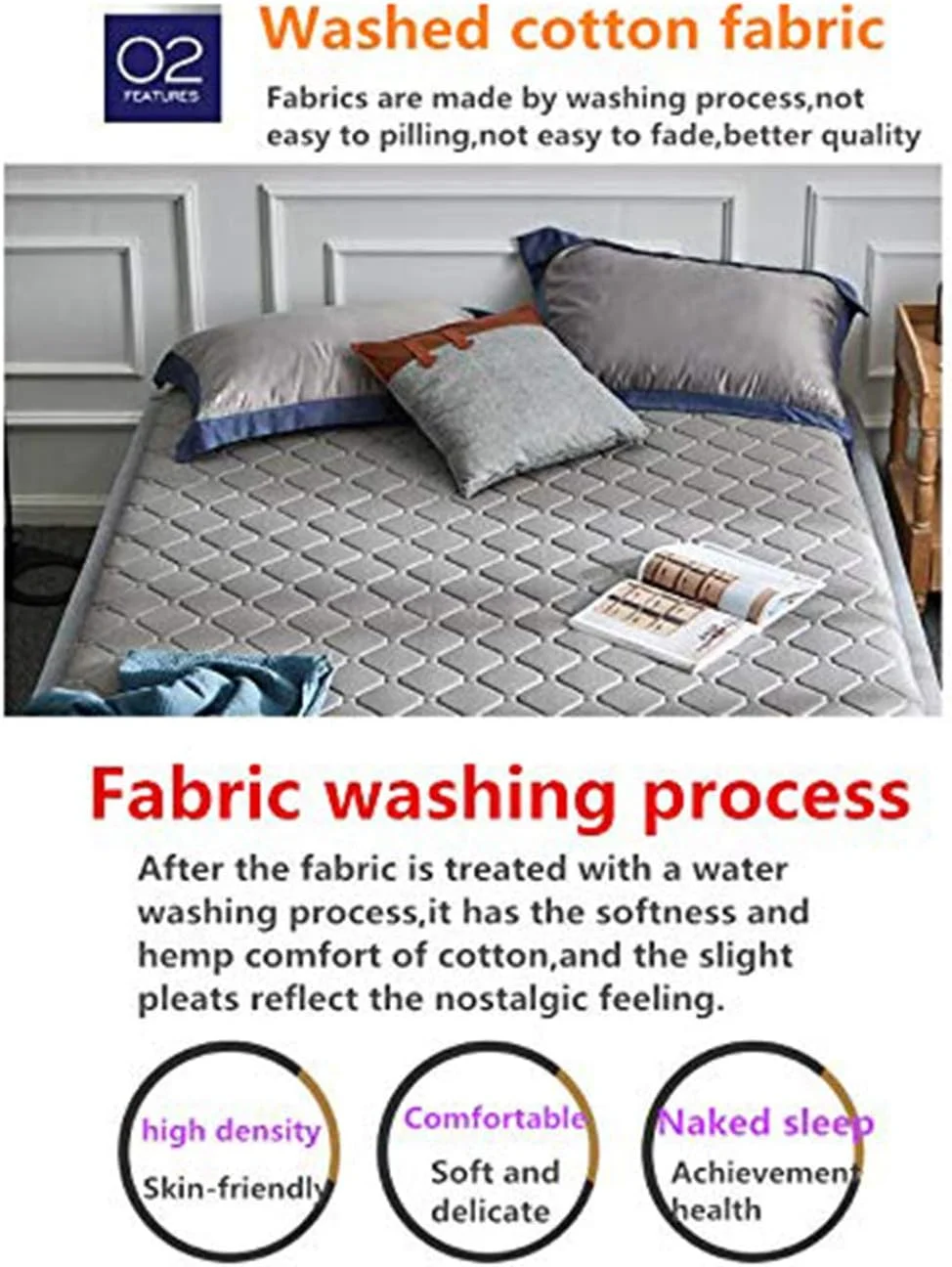 تشک فوتون تخت خواب DHXYZM - تشک خواب قابل حمل پنبه ای ضد آب - تشک فوم تخت خواب قابل حمل برای کمپینگ، A، 90x190cm