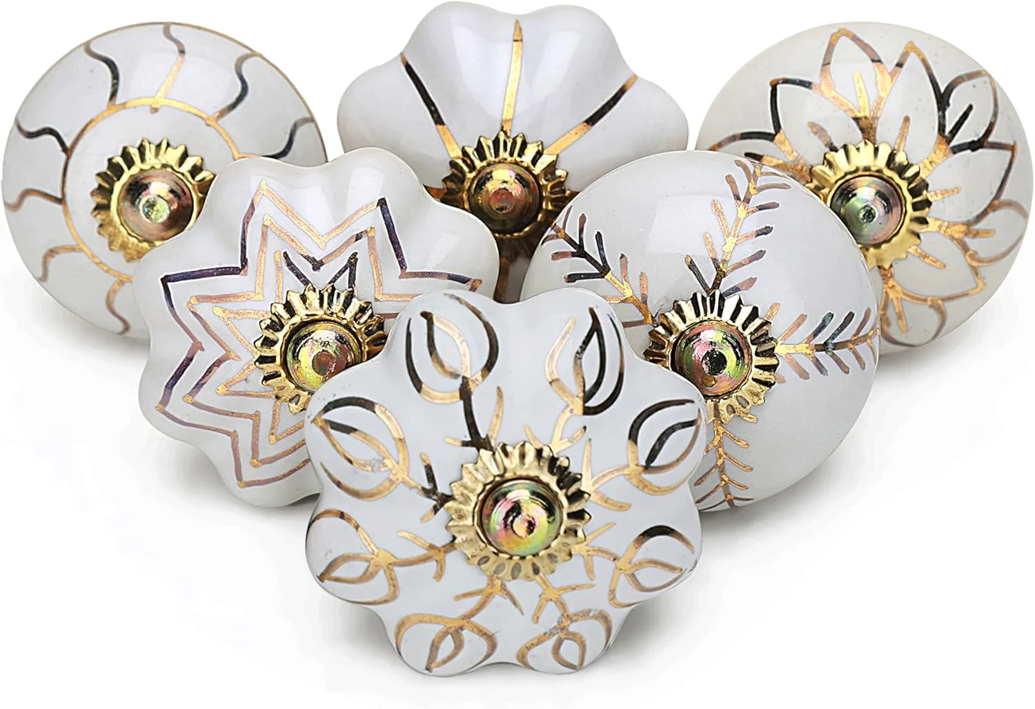 دستگیره سرامیکی درب کشو صنایع دستی - دستگیره کشو سفالی طلایی متنوع برای کابینت آشپزخانه و کمد، سخت افزار دکوراسیون داخلی منزل - طلایی - بسته 6 عددی دستگیره سرامیکی درب کشو صنایع دستی - دستگیره کشو سفالی طلایی متنوع برای کابینت آشپزخانه و کمد، سخت افزار دکوراسیون داخلی منزل - طلایی - بسته 6 عددی