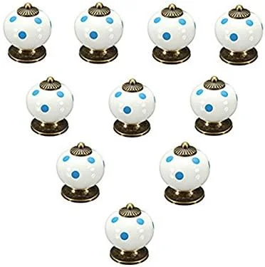 دستگیره کابینت، کمد و کشو طرح خال خالی سرامیکی گرد 10 عددی (سفید) دستگیره کابینت، کمد و کشو طرح خال خالی سرامیکی گرد 10 عددی (سفید)