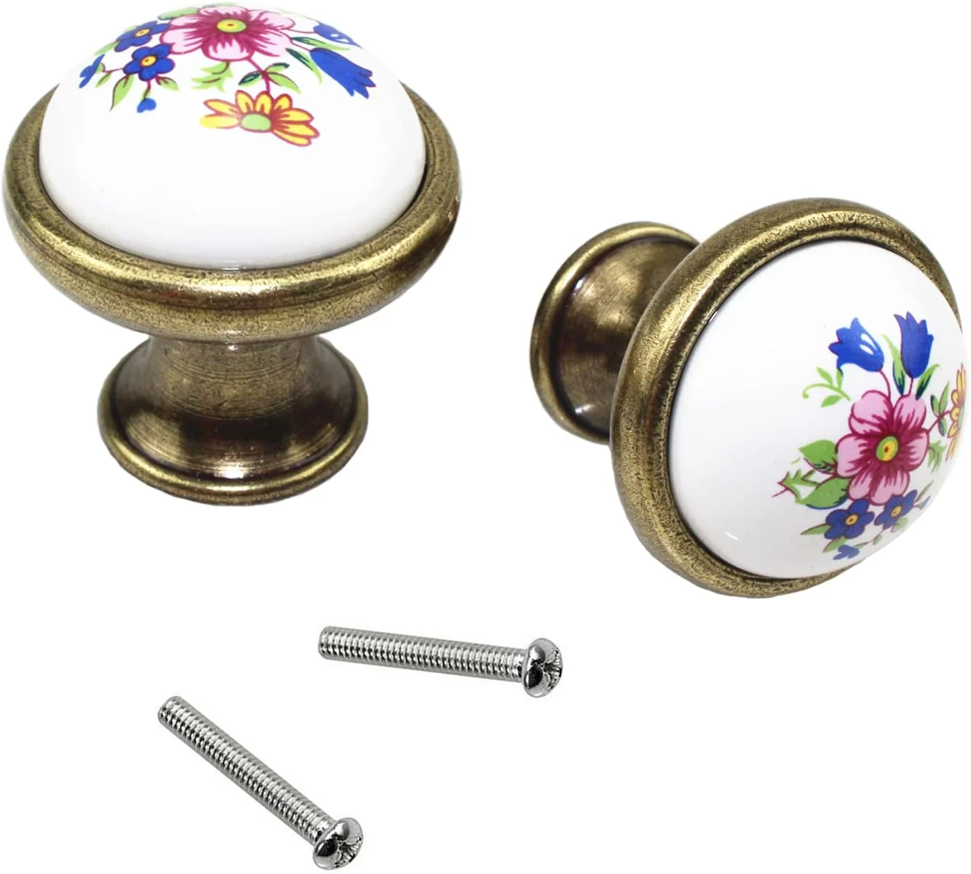 دستگیره کابینت گرد طرح قدیمی Gad2go، 4 عددی، دستگیره سرامیکی برای کمد، دستگیره کشو برای کابینت آشپزخانه، کمد و کشو