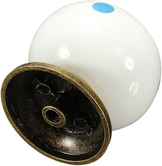 دستگیره کابینت، کمد و کشو طرح خال خالی سرامیکی گرد 10 عددی (سفید)