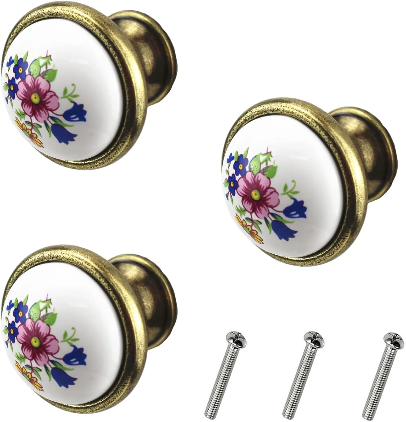 دستگیره کابینت گرد طرح قدیمی Gad2go، 4 عددی، دستگیره سرامیکی برای کمد، دستگیره کشو برای کابینت آشپزخانه، کمد و کشو