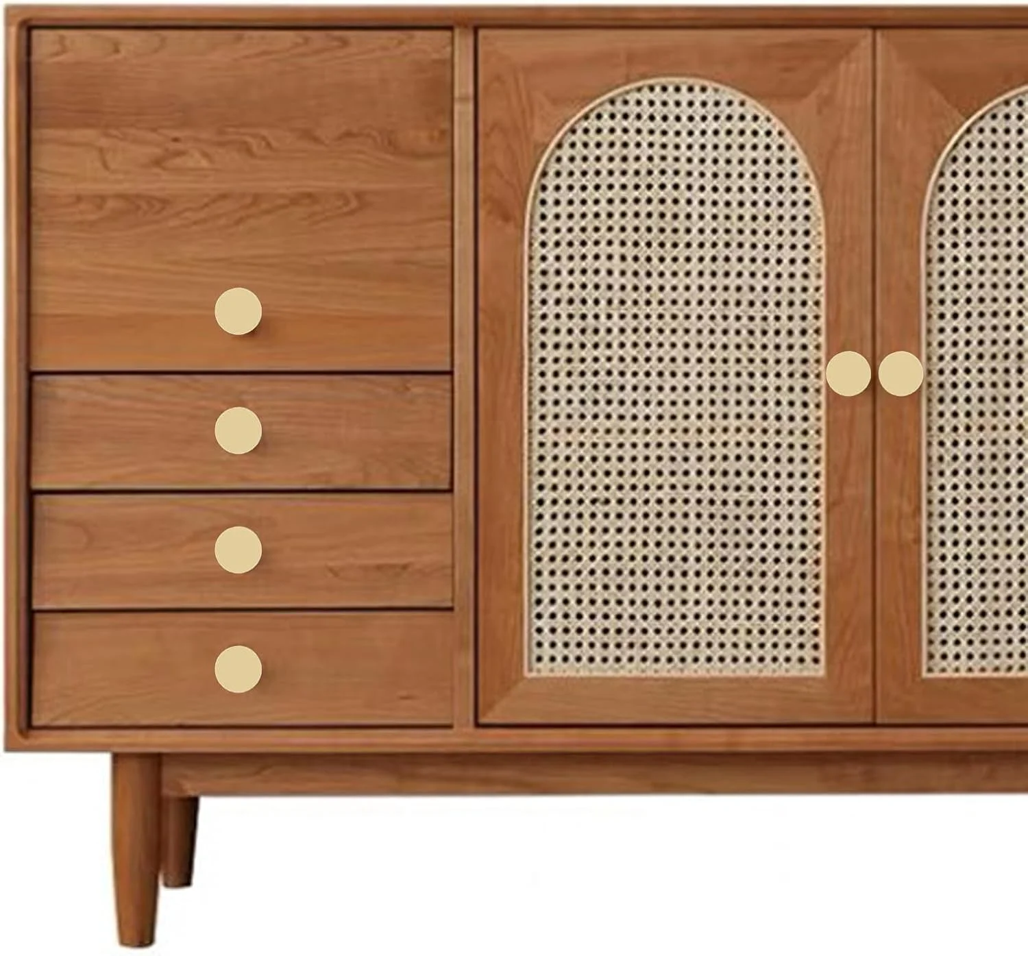 دستگیره کابینت طلایی برس خورده گرد یمایس، 12 عددی، دستگیره تک سوراخ، دستگیره کشو برای کمد، دراور، کابینت، کمد لباس