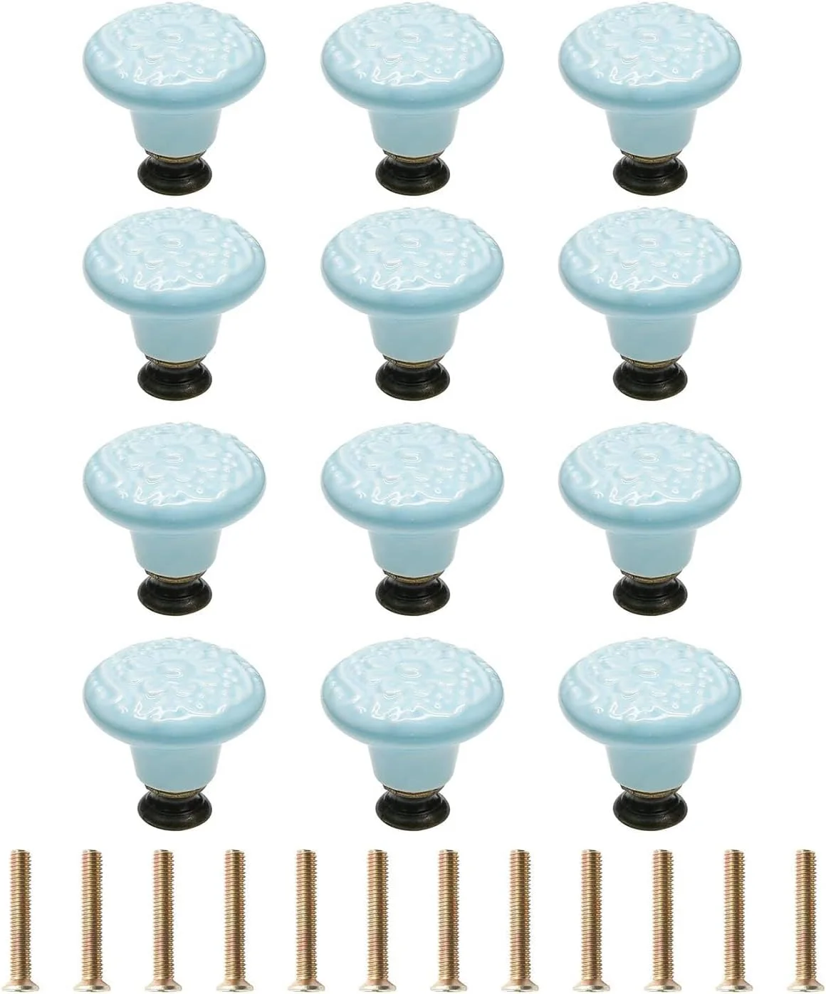 دستگیره کابینت Aputue، بسته 12 عددی دستگیره 34 میلی متری کابینت، دستگیره کشو برای کمد، دستگیره سرامیکی رترو، دستگیره کشو با پایه محکم به همراه پیچ های نصب