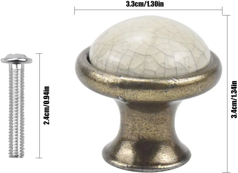 دستگیره کابینت طرح قدیمی AvoDovA، 10 عددی، دستگیره سرامیکی 33 میلی متری، دستگیره گرد کشو شیک و قدیمی، دستگیره های کشویی درب کابینت آشپزخانه برای کمد و کابینت آشپزخانه