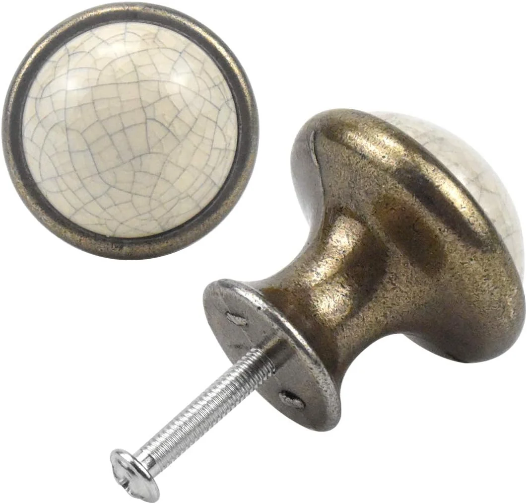 دستگیره کابینت طرح قدیمی AvoDovA، 10 عددی، دستگیره سرامیکی 33 میلی متری، دستگیره گرد کشو شیک و قدیمی، دستگیره های کشویی درب کابینت آشپزخانه برای کمد و کابینت آشپزخانه