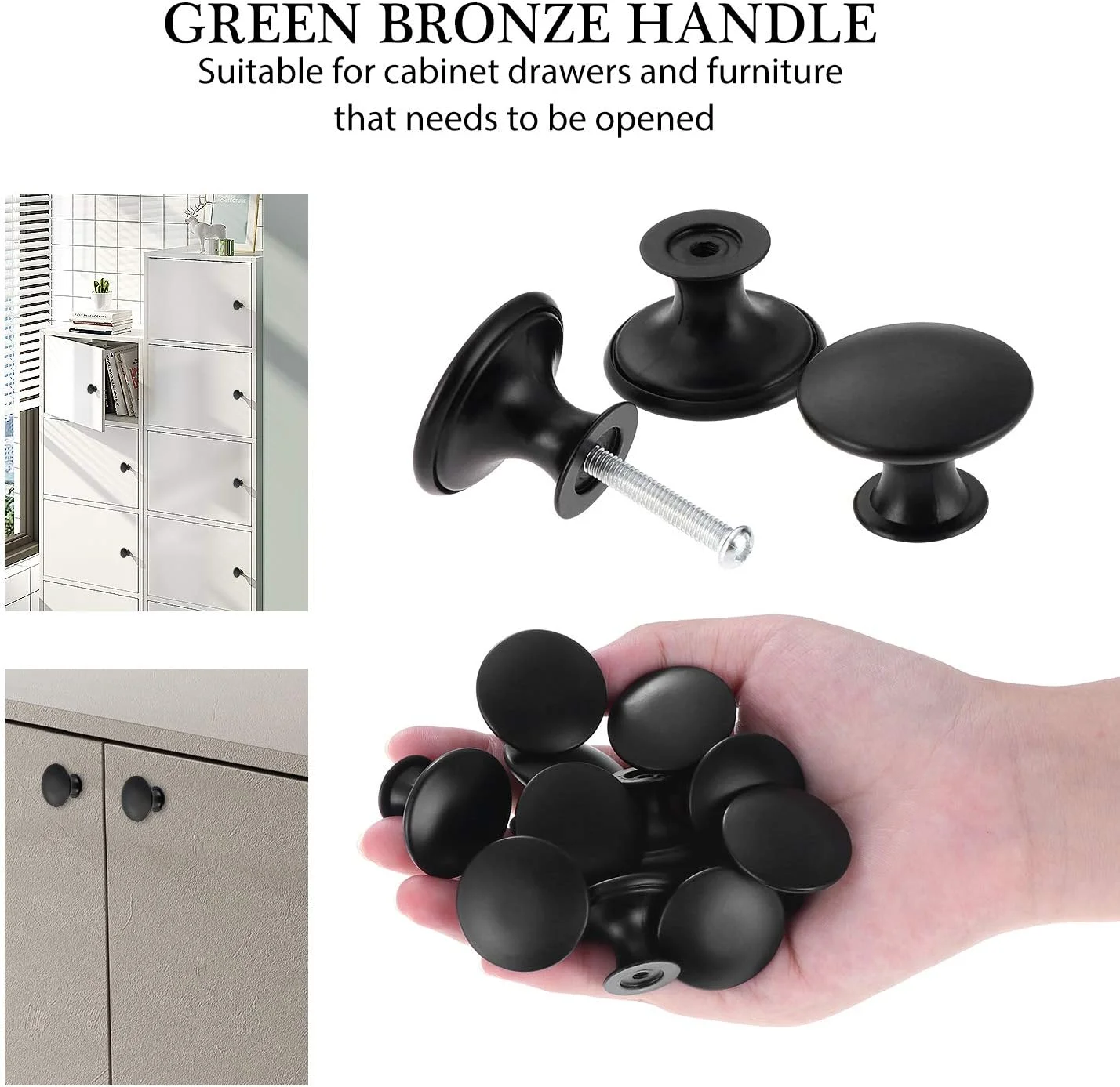 abcGoodefg 12 عدد دستگیره و کشوهای عتیقه مشکی طرح قدیمی، دستگیره های گرد برنجی 30 میلی متری برای کابینت، کشو، آشپزخانه، حمام، کمد، مبلمان منزل و اداره (مشکی)