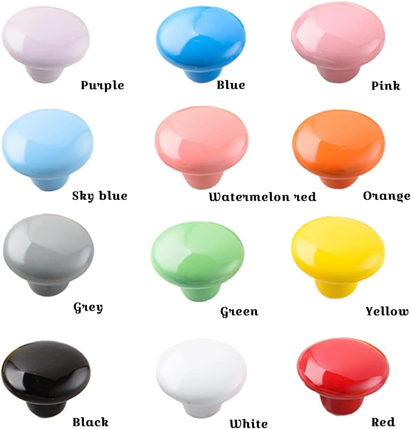 یماایس، بسته 12 عددی دستگیره های سرامیکی رنگارنگ، گرد، طرح قارچ، مناسب کمد، دراور، دستگیره های قدیمی، دستگیره درب، دستگیره کشو، دستگیره کمد، دستگیره کمد دیواری همراه با پیچ