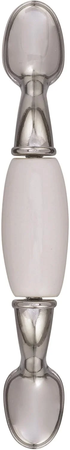 دستگیره کابینت Amerock 263WCH Allison، بیرون زدگی 3.17 سانتی متر، طول 12.7 سانتی متر، عرض 1.9 سانتی متر، درج سرامیکی جامد، سفید/کروم براق