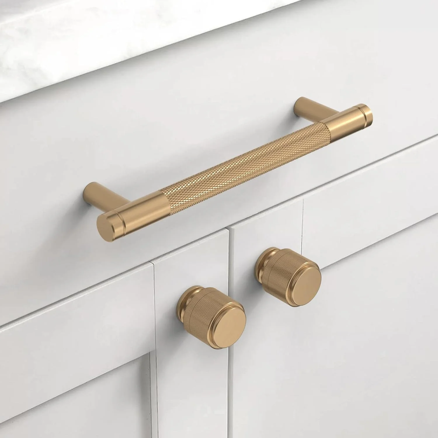 دستگیره کابینت آشپزخانه برنزی شامپاینی آسیدراما، بسته 10 عددی، دستگیره های آجدار کمد، دستگیره کشو، سخت افزار کابینت، دستگیره های زینک برای کشوهای کمد