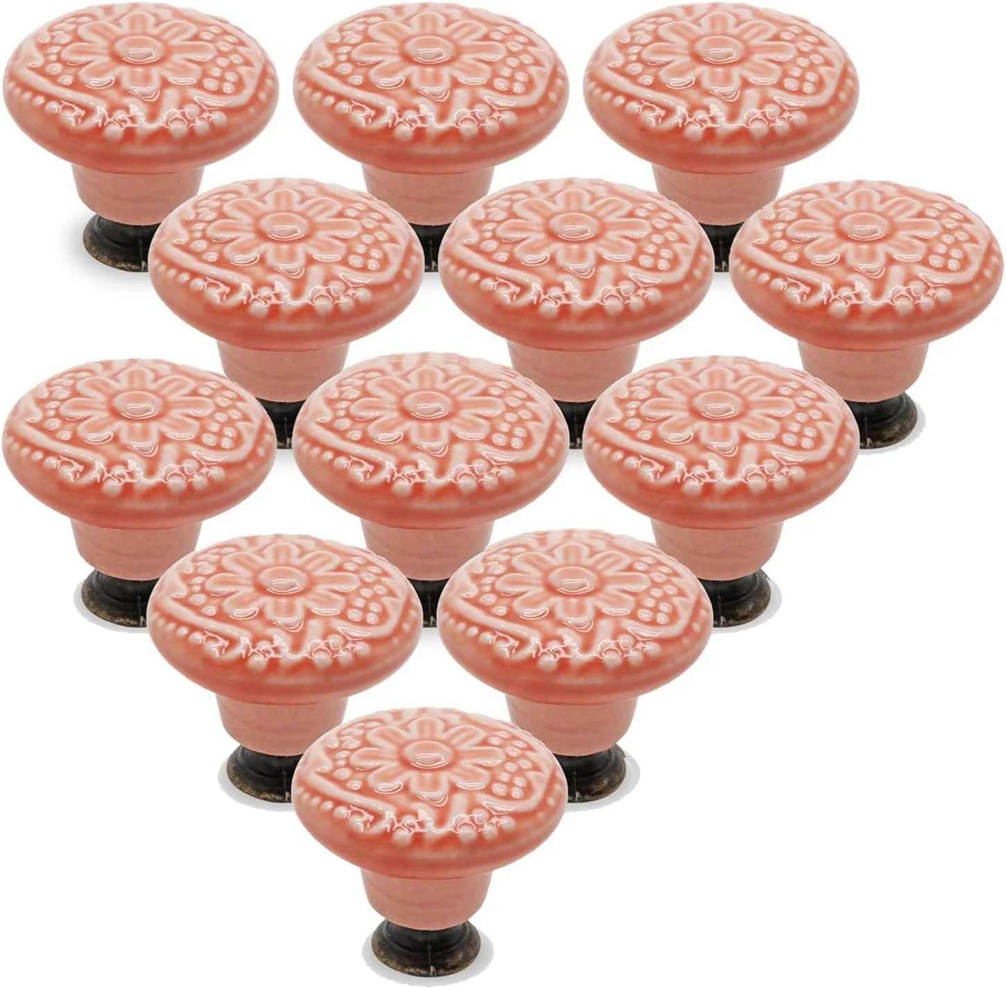 دستگیره کشو Aputue، 12 عدد دستگیره سرامیکی طرح گل با پیچ، دستگیره های زیبای کمد برای اتاق دخترانه، دستگیره های کشوی گلدار قدیمی برای مبلمان اتاق خواب و کابینت آشپزخانه