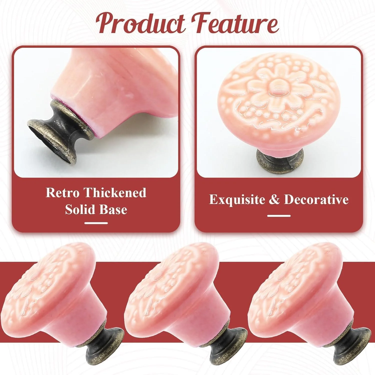 دستگیره کشو Aputue، 12 عدد دستگیره سرامیکی طرح گل با پیچ، دستگیره های زیبای کمد برای اتاق دخترانه، دستگیره های کشوی گلدار قدیمی برای مبلمان اتاق خواب و کابینت آشپزخانه