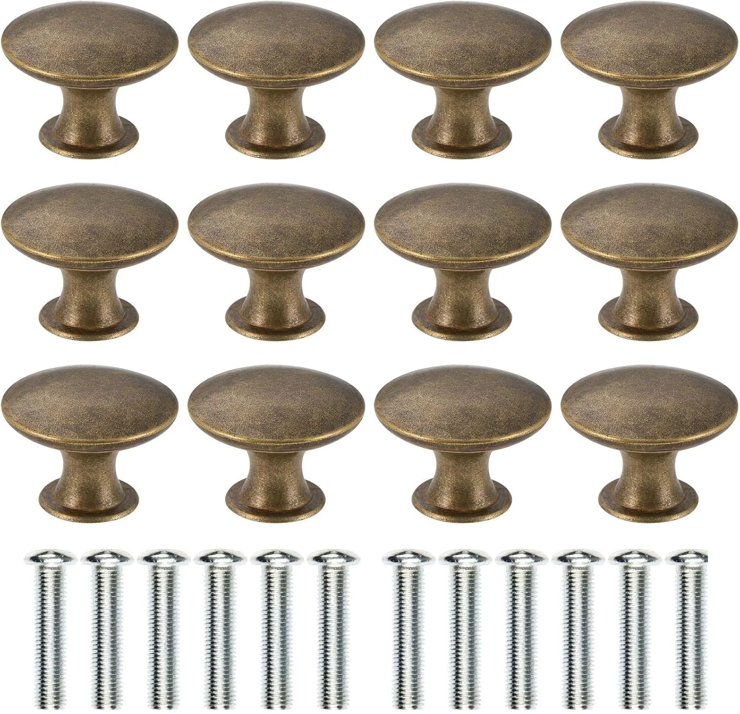 abcGoodefg 12 عدد دستگیره و کشو برنزی عتیقه، دستگیره های گرد برنجی 30 میلی متری برای کابینت، کشو، آشپزخانه، حمام، کمد، مبلمان منزل و اداره (برنز زرد)