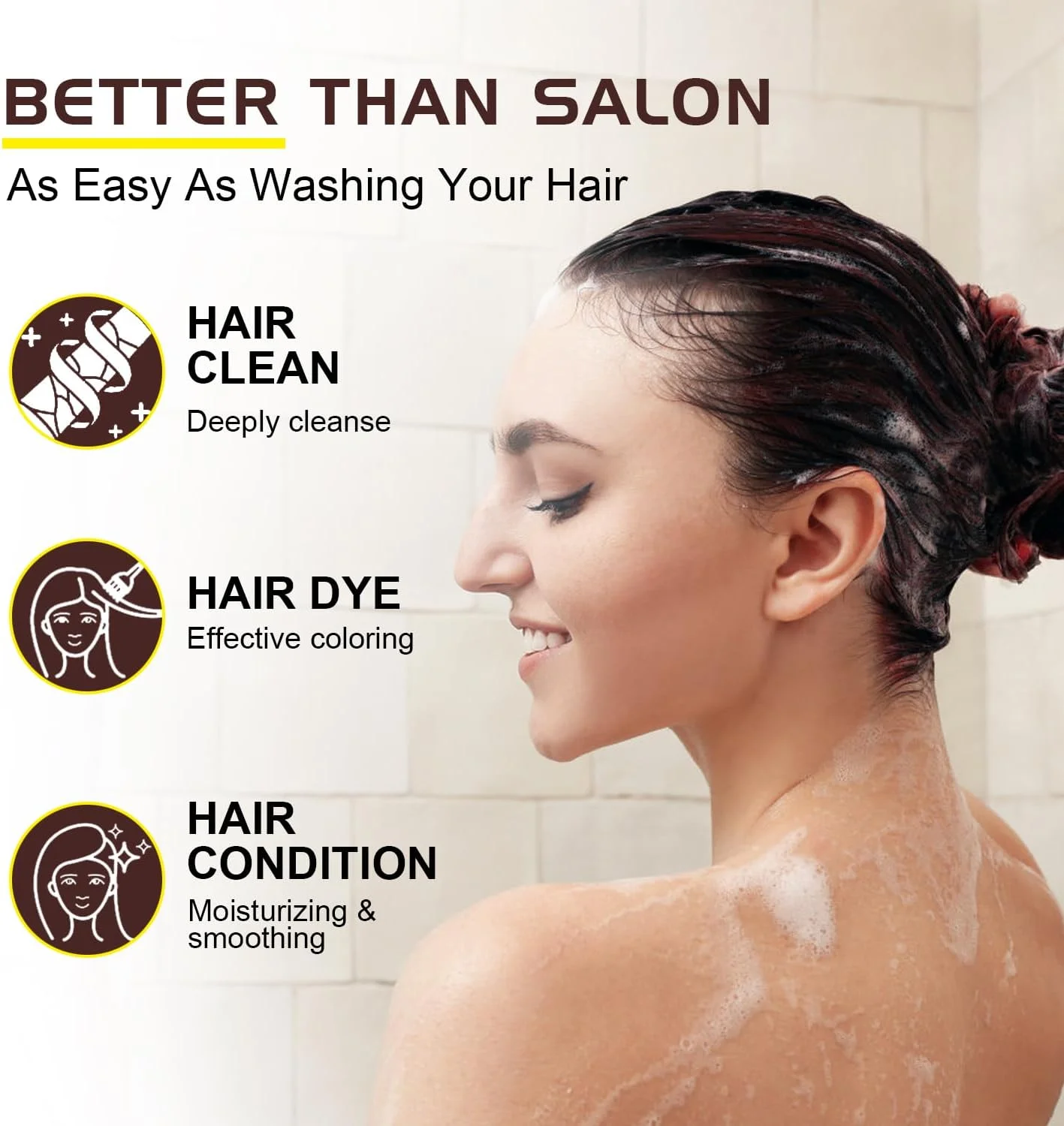 شامپو موی قهوه ای 3 در 1، شامپو رنگ موی فوری برای موهای سفید، شامپو موی طبیعی برای زنان و مردان، شامپو رنگ مو 500 میلی لیتری با ماندگاری 30 روز با مواد گیاهی