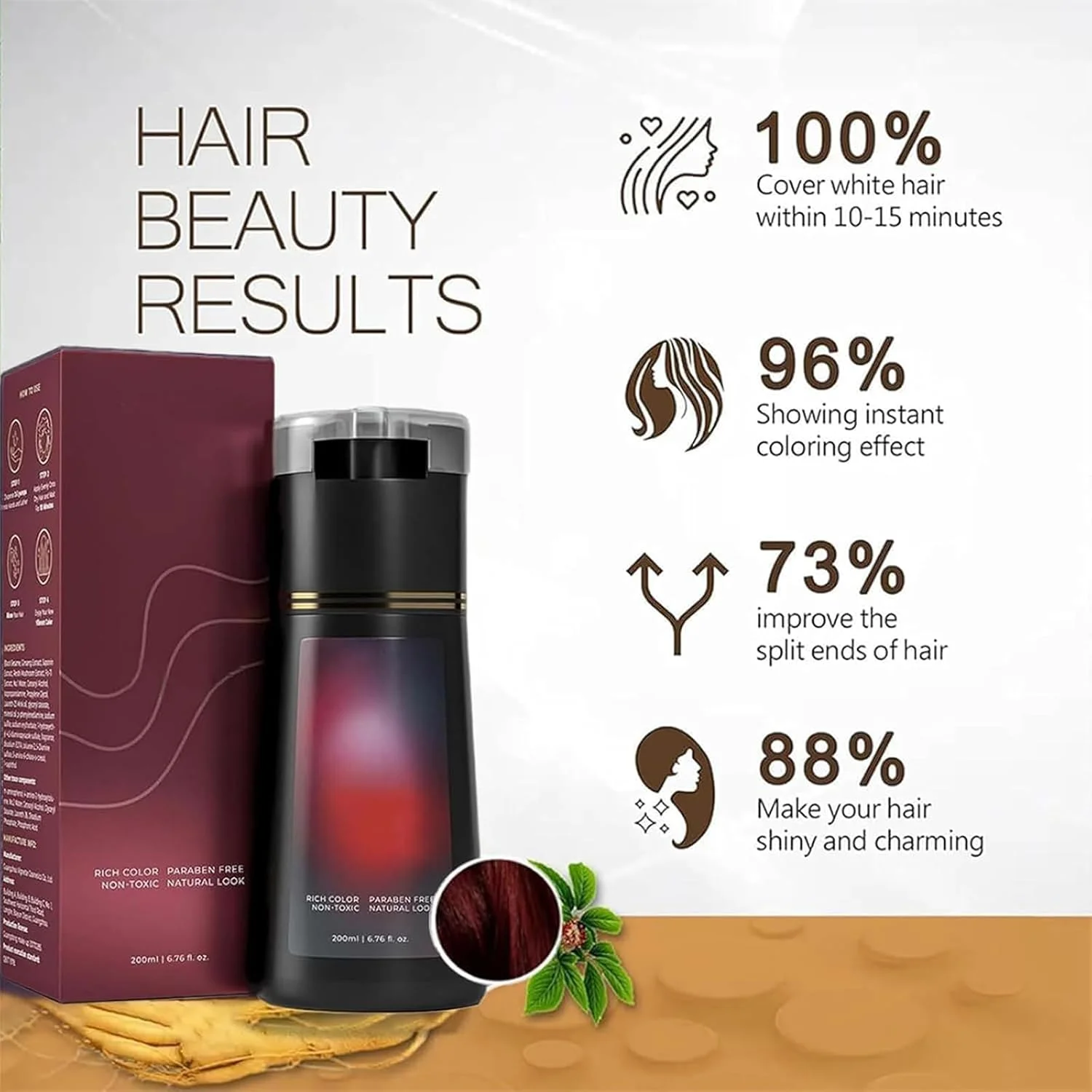 شامپو رنگ مو 3 در 1، پوشش موهای سفید، استفاده آسان، سریع و راحت، حفظ سلامت و درخشندگی مو، 200 میلی لیتر، برای آقایان و بانوان (قرمز) شامپو رنگ مو 3 در 1، پوشش موهای سفید، استفاده آسان، سریع و راحت، حفظ سلامت و درخشندگی مو، 200 میلی لیتر، برای آقایان و بانوان (قرمز)