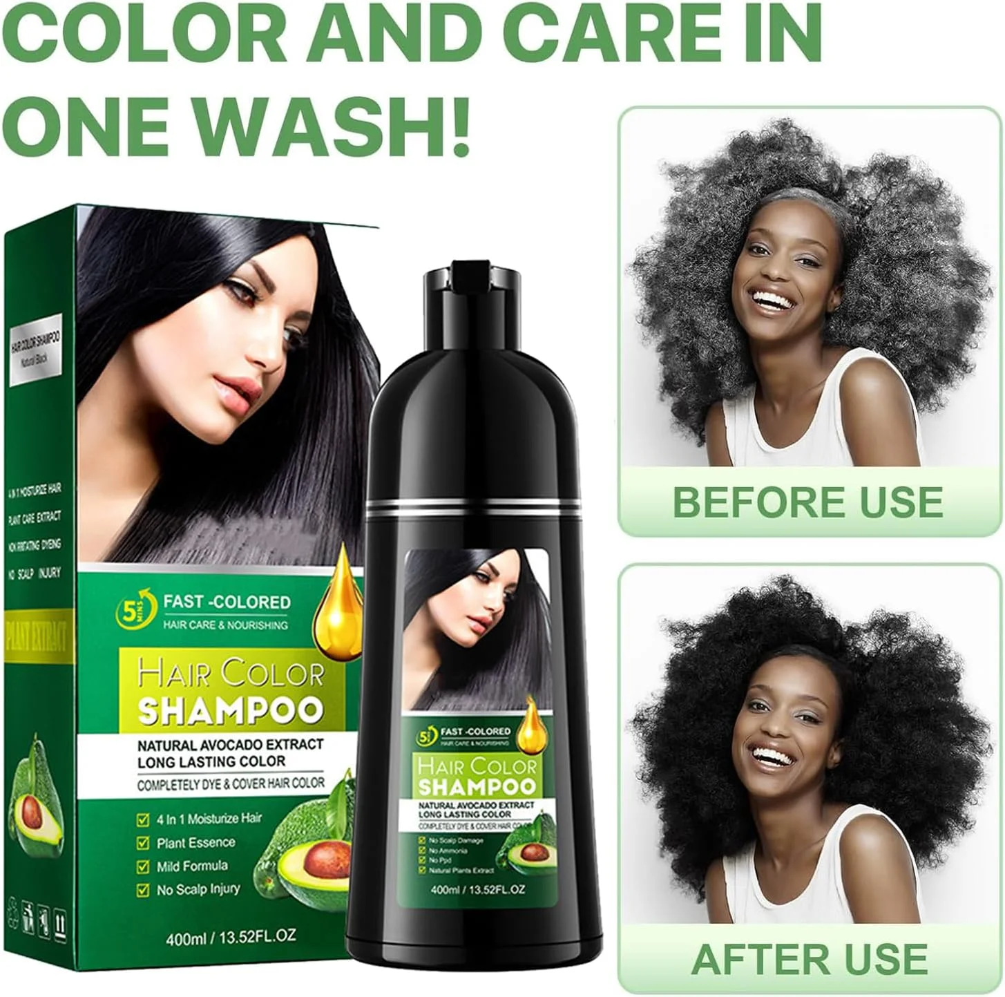 شامپو رنگ مو، شامپو کاناس، شامپو کولورانت، شامپو رنگ مو مشکی 3 در 1، شامپو رنگ مو فوری (400 میلی لیتر) شامپو رنگ مو، شامپو کاناس، شامپو کولورانت، شامپو رنگ مو مشکی 3 در 1، شامپو رنگ مو فوری (400 میلی لیتر)