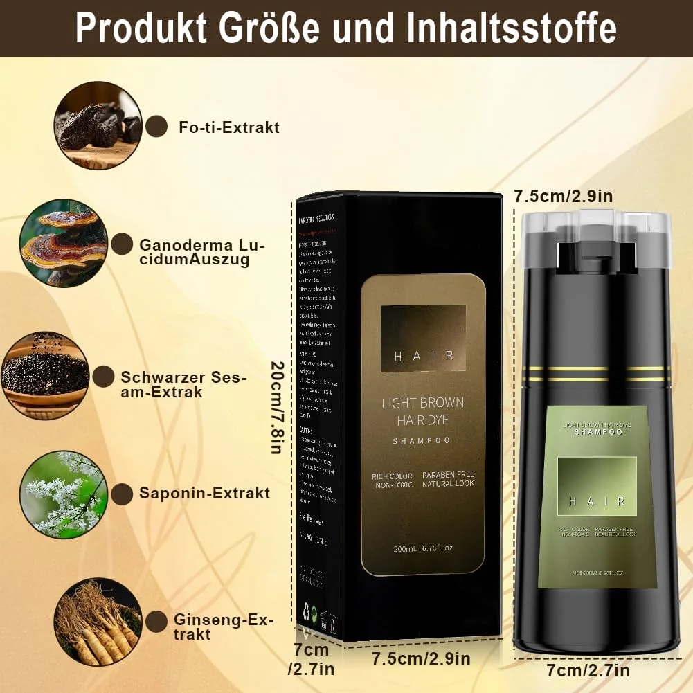 شامپو رنگ مو، شامپو رنگ مو قهوه ای روشن برای موهای سفید، فرمولاسیون گیاهی بدون آسیب به مو، بدون دکلره، شامپو رنگ مو فوری برای آقایان و خانم ها، شامپو رنگ مو 3 در 1 (قهوه ای روشن) شامپو رنگ مو، شامپو رنگ مو قهوه ای روشن برای موهای سفید، فرمولاسیون گیاهی بدون آسیب به مو، بدون دکلره، شامپو رنگ مو فوری برای آقایان و خانم ها، شامپو رنگ مو 3 در 1 (قهوه ای روشن)