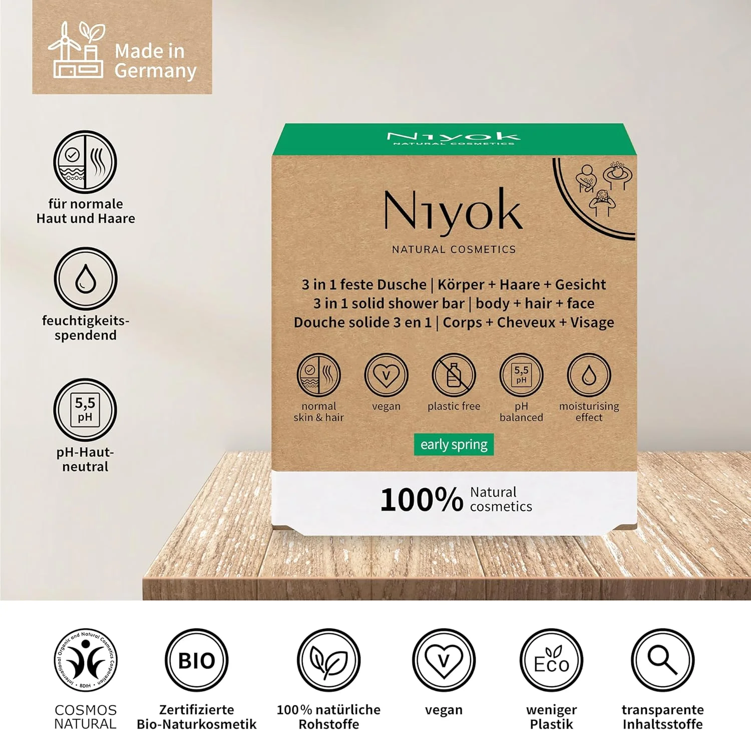 نیوک® شامپو ژل دوش سفت کننده 3 در 1، پاک کننده صورت، وگان، ارگانیک، بدون پلاستیک، مناسب موهای معمولی تا نازک، مانند صابون با pH 5.5 خنثی برای پوست، لوازم آرایشی طبیعی، بهار زودرس (80 گرم) نیوک® شامپو ژل دوش سفت کننده 3 در 1، پاک کننده صورت، وگان، ارگانیک، بدون پلاستیک، مناسب موهای معمولی تا نازک، مانند صابون با pH 5.5 خنثی برای پوست، لوازم آرایشی طبیعی، بهار زودرس (80 گرم)