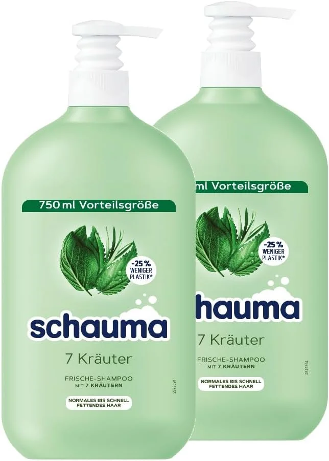 شامپو شوما Schwarzkopf حاوی 7 گیاه (2 x 750 میلی لیتر)، شامپو مو طراوت و سبکی به ساختار مو می بخشد، شامپو با طراوت برای موهای معمولی تا چرب شامپو شوما Schwarzkopf حاوی 7 گیاه (2 x 750 میلی لیتر)، شامپو مو طراوت و سبکی به ساختار مو می بخشد، شامپو با طراوت برای موهای معمولی تا چرب