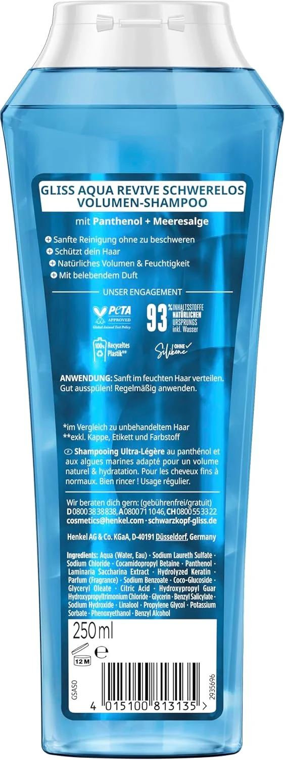 شامپو Schwarzkopf GLISS KUR Aqua Revive (250 میلی لیتر)، شامپو مو برای تامین رطوبت بیشتر و درخشش سالم، شامپو مرطوب کننده برای موهای معمولی تا خشک شامپو Schwarzkopf GLISS KUR Aqua Revive (250 میلی لیتر)، شامپو مو برای تامین رطوبت بیشتر و درخشش سالم، شامپو مرطوب کننده برای موهای معمولی تا خشک