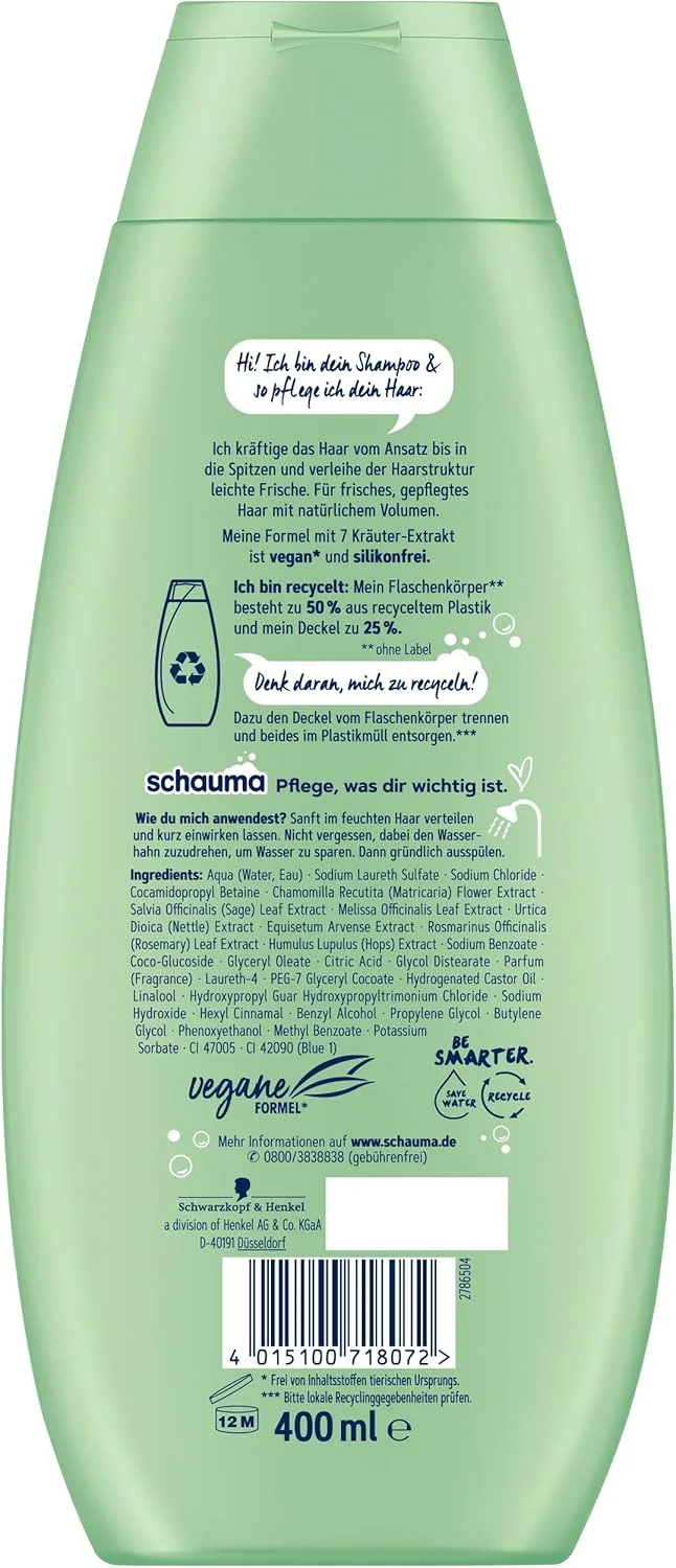 شامپو Schauma 7 Herbal، بسته پرکننده (1 x 800 میلی لیتر) شامپو طراوت بخش برای موهای معمولی تا چرب و شامپو (2 x 400 میلی لیتر) به ساختار مو طراوت و سبکی می بخشد شامپو Schauma 7 Herbal، بسته پرکننده (1 x 800 میلی لیتر) شامپو طراوت بخش برای موهای معمولی تا چرب و شامپو (2 x 400 میلی لیتر) به ساختار مو طراوت و سبکی می بخشد