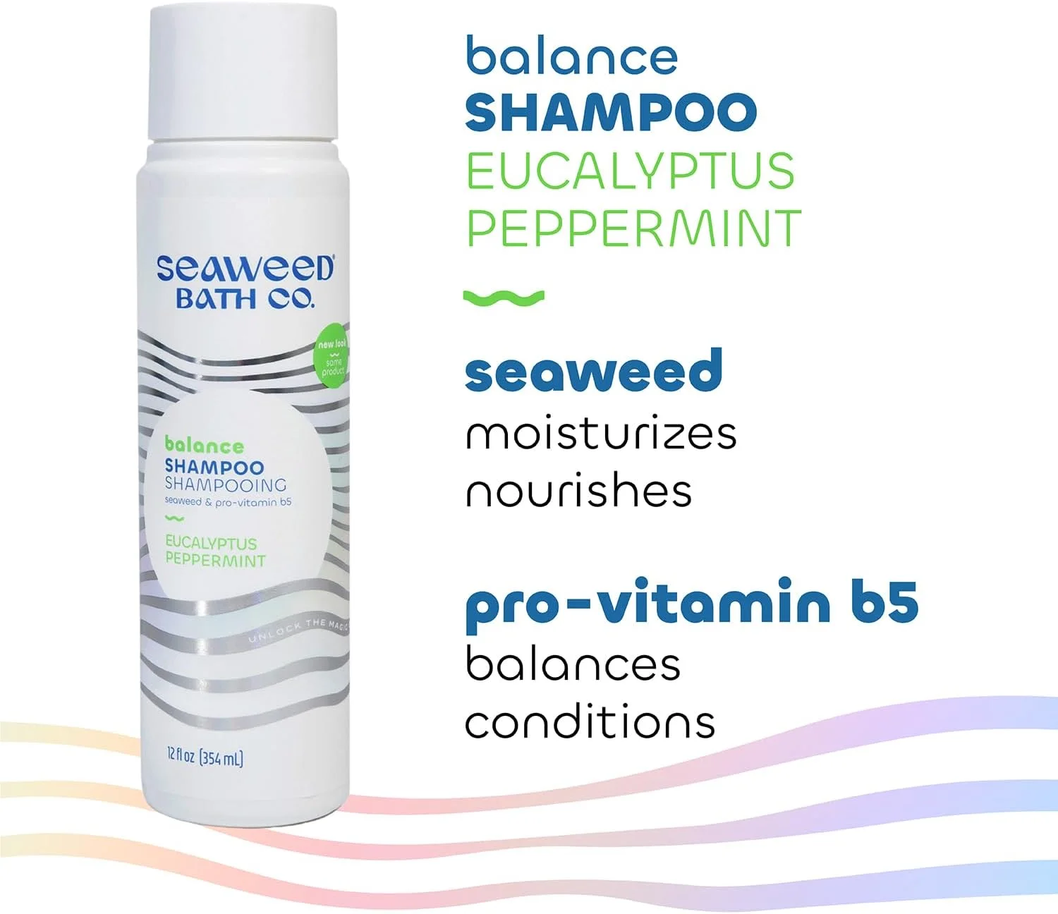 شامپو متعادل کننده مو Seaweed Bath Co.، رایحه اکالیپتوس نعناع، 355 میلی لیتر، برداشت پایدار، پرو ویتامین B5، برای موهای معمولی تا چرب شامپو متعادل کننده مو Seaweed Bath Co.، رایحه اکالیپتوس نعناع، 355 میلی لیتر، برداشت پایدار، پرو ویتامین B5، برای موهای معمولی تا چرب