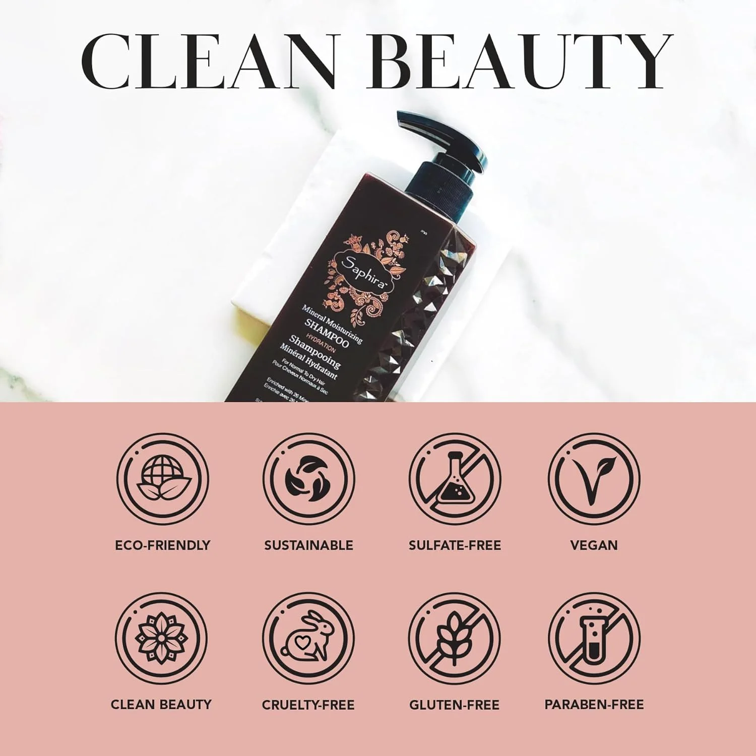 شامپو معدنی مرطوب کننده سفیر، آبرسانی و درخشش برای موهای خشک، آسیب دیده، فر شده یا تحت درمان شیمیایی، بدون سولفات، بدون پارابن، وگان، جلوگیری از وز و موخوره 250 میلی لیتر شامپو معدنی مرطوب کننده سفیر، آبرسانی و درخشش برای موهای خشک، آسیب دیده، فر شده یا تحت درمان شیمیایی، بدون سولفات، بدون پارابن، وگان، جلوگیری از وز و موخوره 250 میلی لیتر