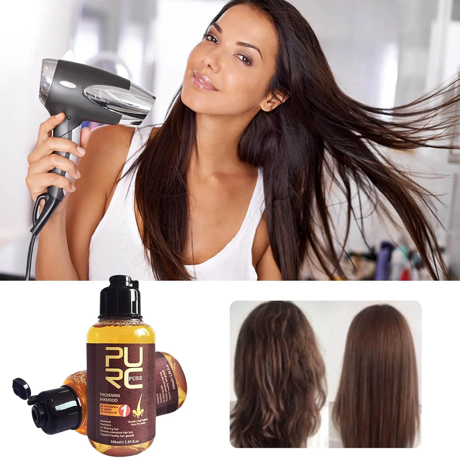 شامپوهای رشد مجدد مو | شامپو زنجبیل ضد ریزش مو | شامپو ضخیم کننده مو برای موهای خشک، معمولی، چرب و رنگ شده