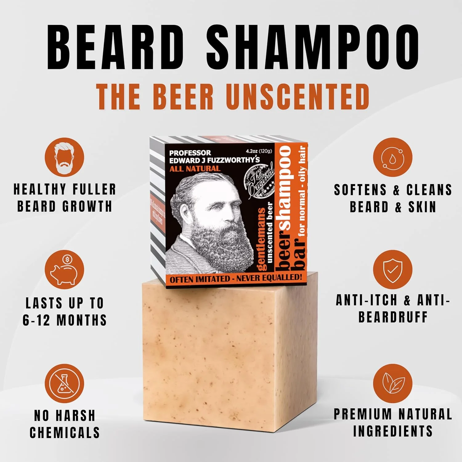 شامپو بار آبجو مردانه پروفسور ادوارد جی فازورثی | مناسب موهای معمولی، خشک و چرب | بدون رایحه با روغن های نرم کننده طبیعی از تاسمانی استرالیا