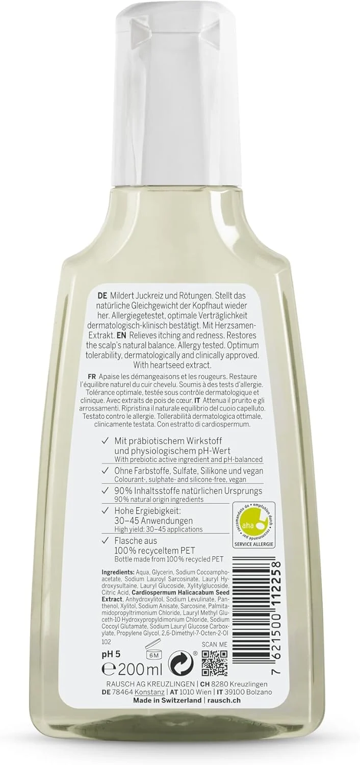 شامپو ملایم و ضد حساسیت دانه قلب راوش 200 میلی لیتر، بسته 1 عددی