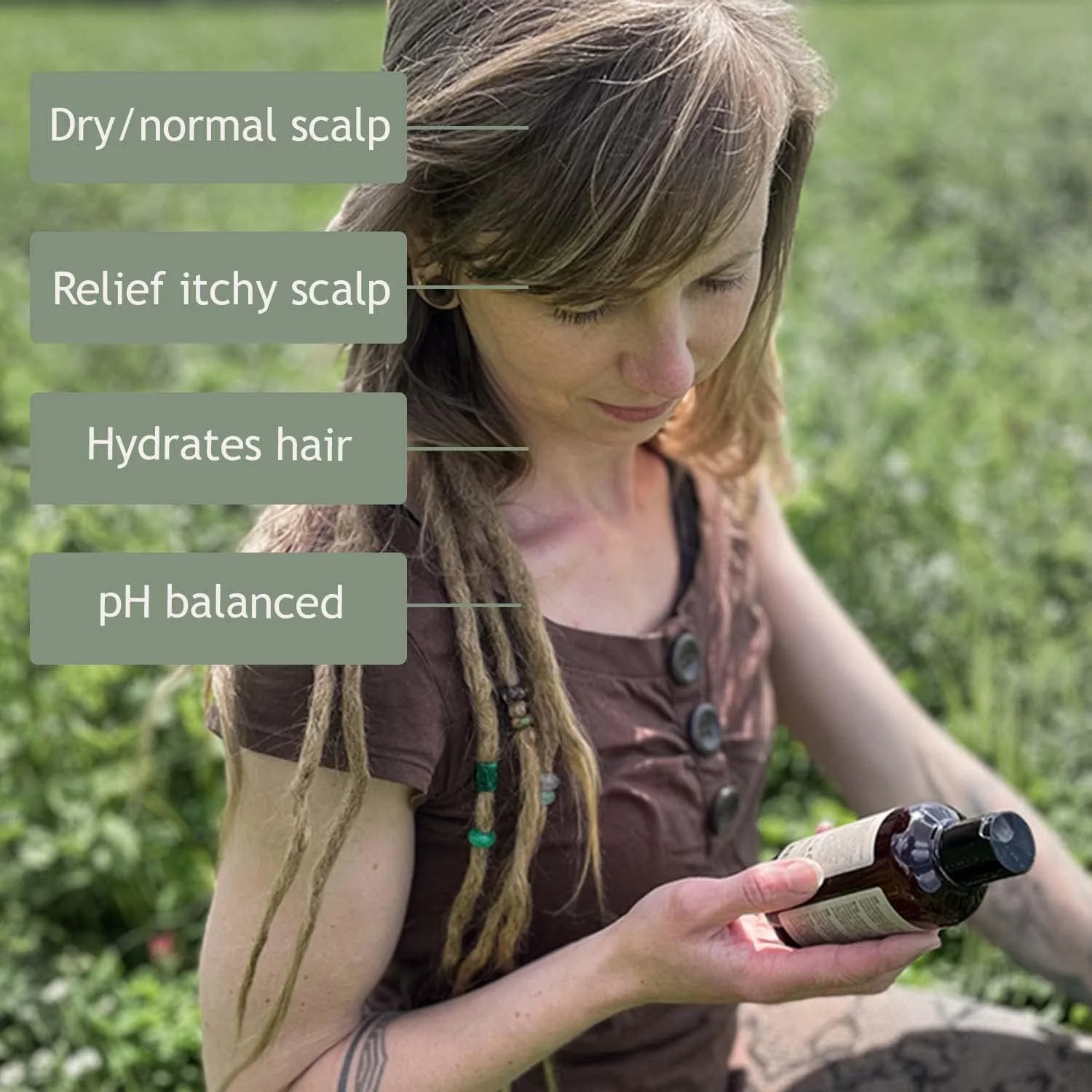 شامپو آبرسان برای در dreadlock های RAW ROOTs 215 میلی لیتر - شامپو بدون سولفات برای موهای معمولی تا خشک - همچنین مناسب برای موهای فر - شامپو بدون سیلیکون، سولفات و پارابن