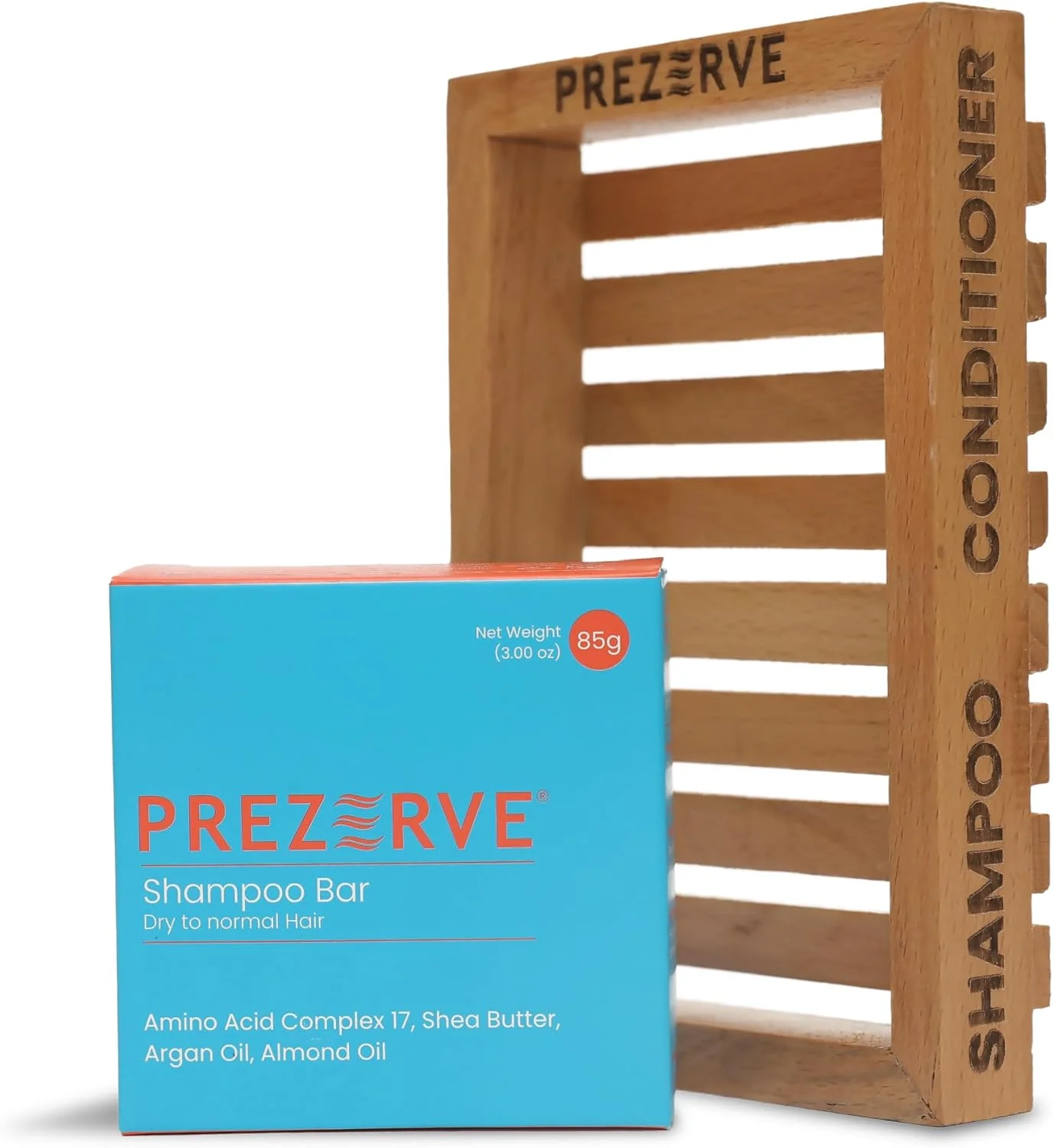 پرزرو - شامپو بار به همراه ظرف نگهدارنده | مناسب موهای خشک تا معمولی | غنی شده با روغن بادام و آرگان | فاقد پارابن و سولفات | برای موهای سالم | унисекс، 1 عدد