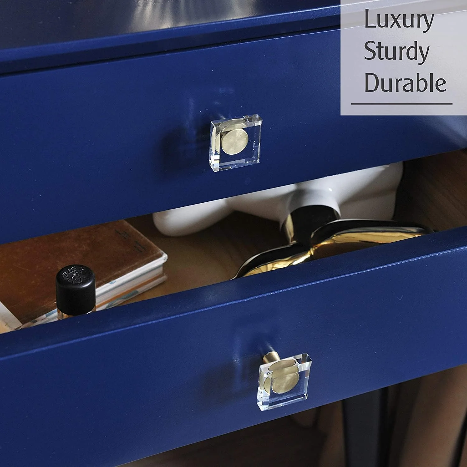 دستگیره های کریستالی شیشه ای SYOSI، دستگیره و کشو کابینت، دستگیره های کریستالی بیضی شکل برای کشوهای کمد، دستگیره کشو برنجی سخت افزار طلایی مبلمان برای آشپزخانه کمد 6 عددی (مربع)