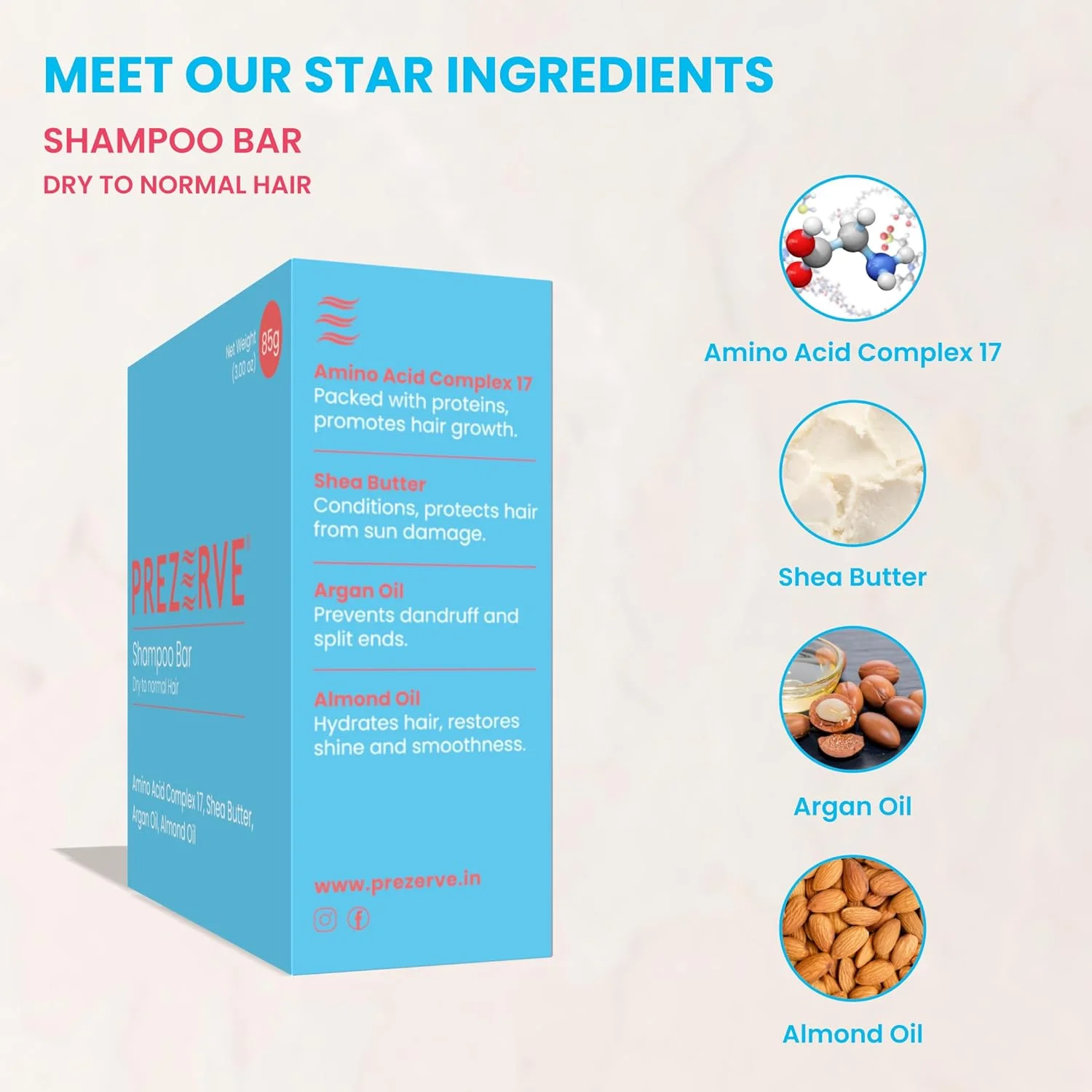 پرزرو - شامپو بار به همراه ظرف نگهدارنده | مناسب موهای خشک تا معمولی | غنی شده با روغن بادام و آرگان | فاقد پارابن و سولفات | برای موهای سالم | унисекс، 1 عدد