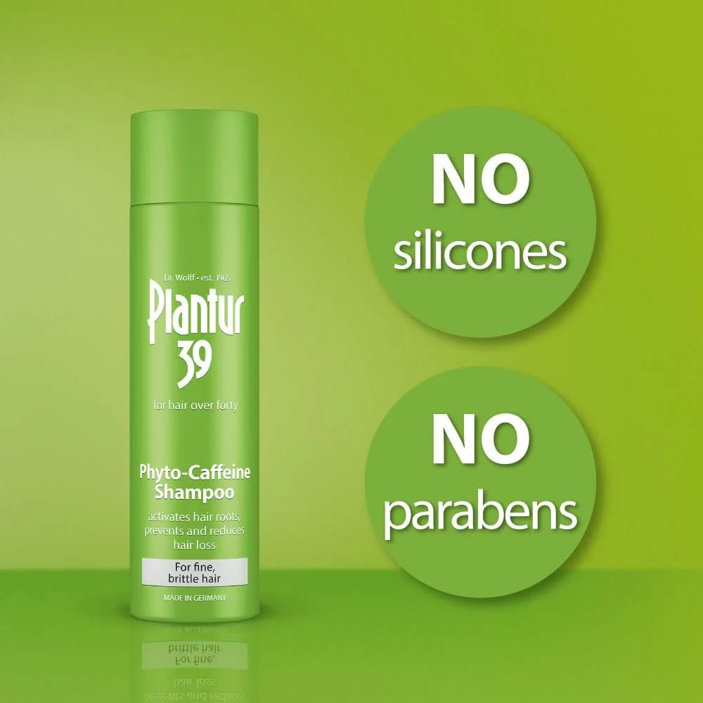 شامپو کافئین Plantur 39 جلوگیری و کاهش دهنده ریزش مو 3x 250ml | برای موهای نازک و شکننده | فرمول منحصر به فرد گالینک از رشد مو پشتیبانی می کند | مراقبت از موی زنان ساخت آلمان