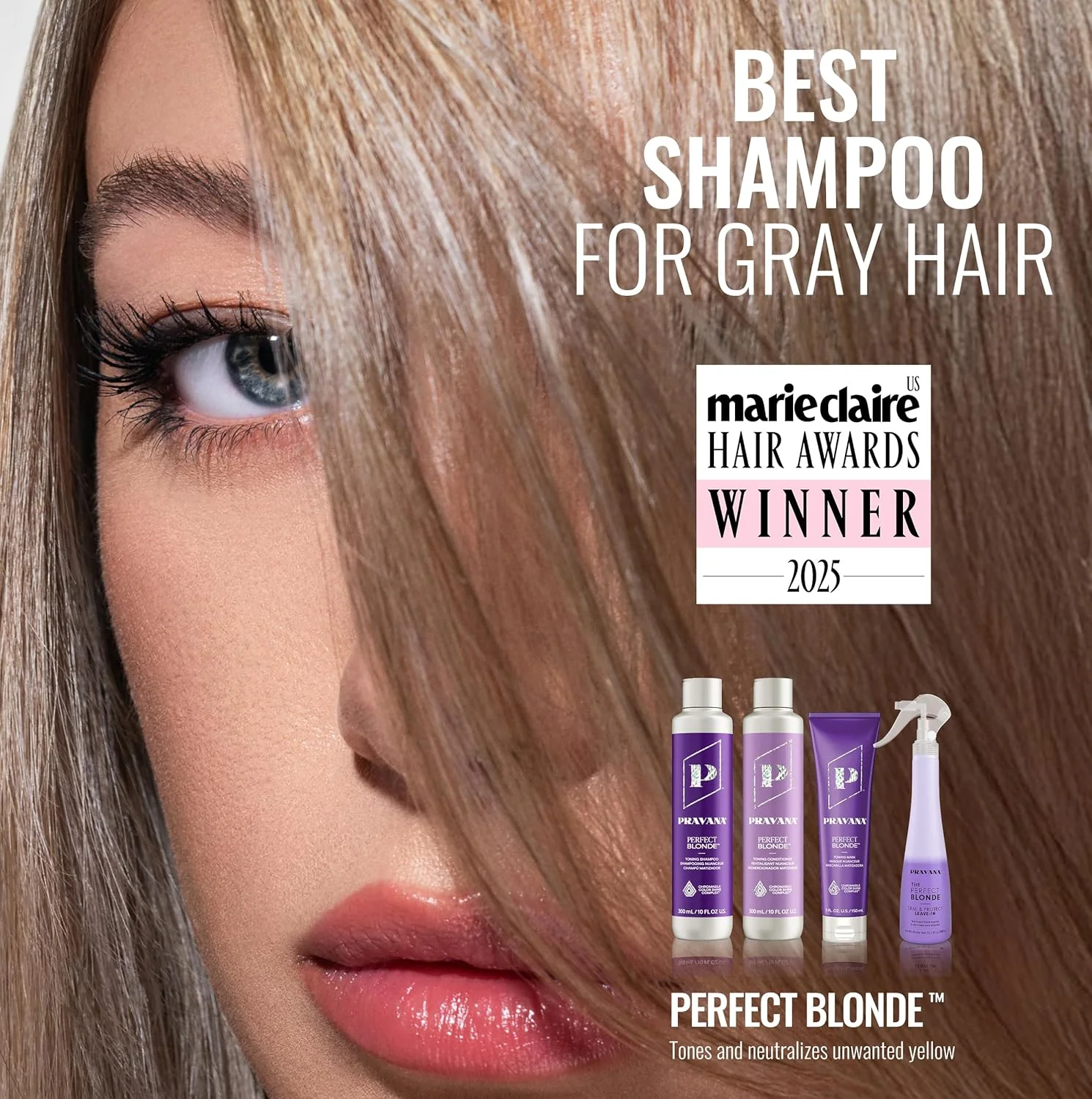 شامپو ضد زردی و بنفش پراوانا برای موهای بلوند | خنثی کننده رنگ های زرد و نارنجی ناخواسته | مناسب موهای رنگ شده | افزایش درخشندگی و محافظت از مو با Chromasilk | فاقد سولفات، پارابن و وگان | حجم 295 میل